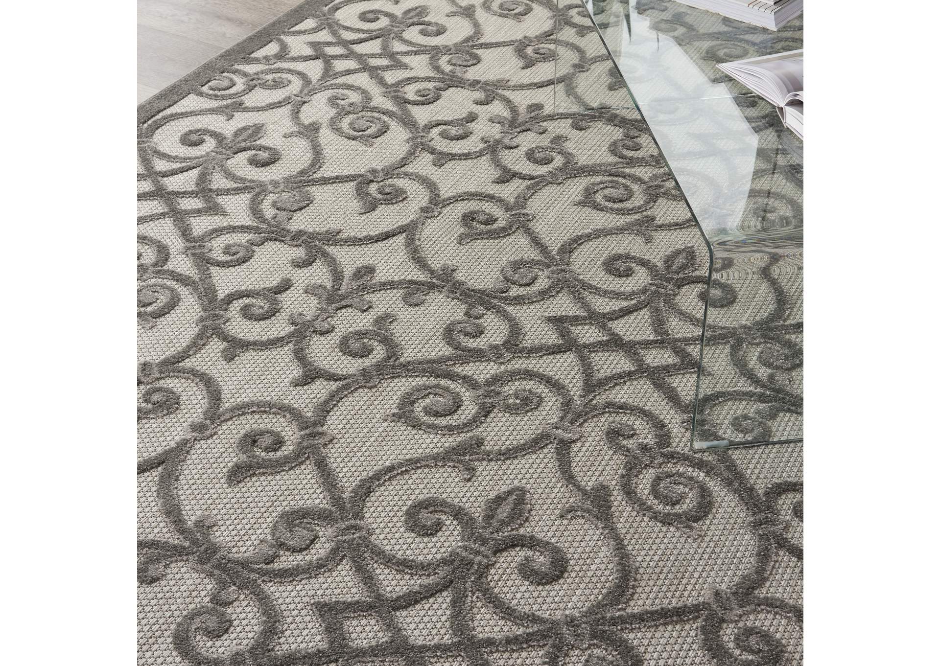 Nourison Aloha 10'x13' Grey Patio Area Rug,Nourison