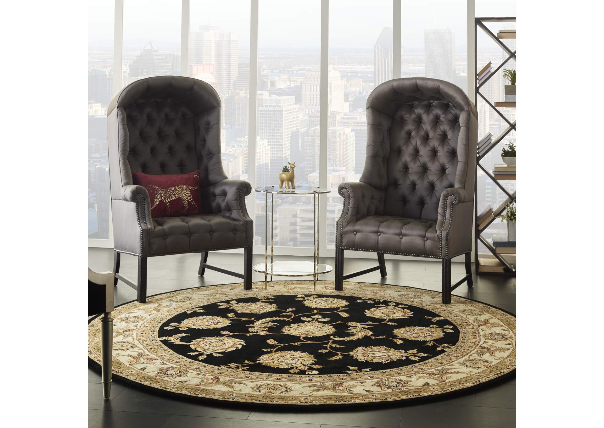 Nourison 2000 8' Round Black Area Rug,Nourison