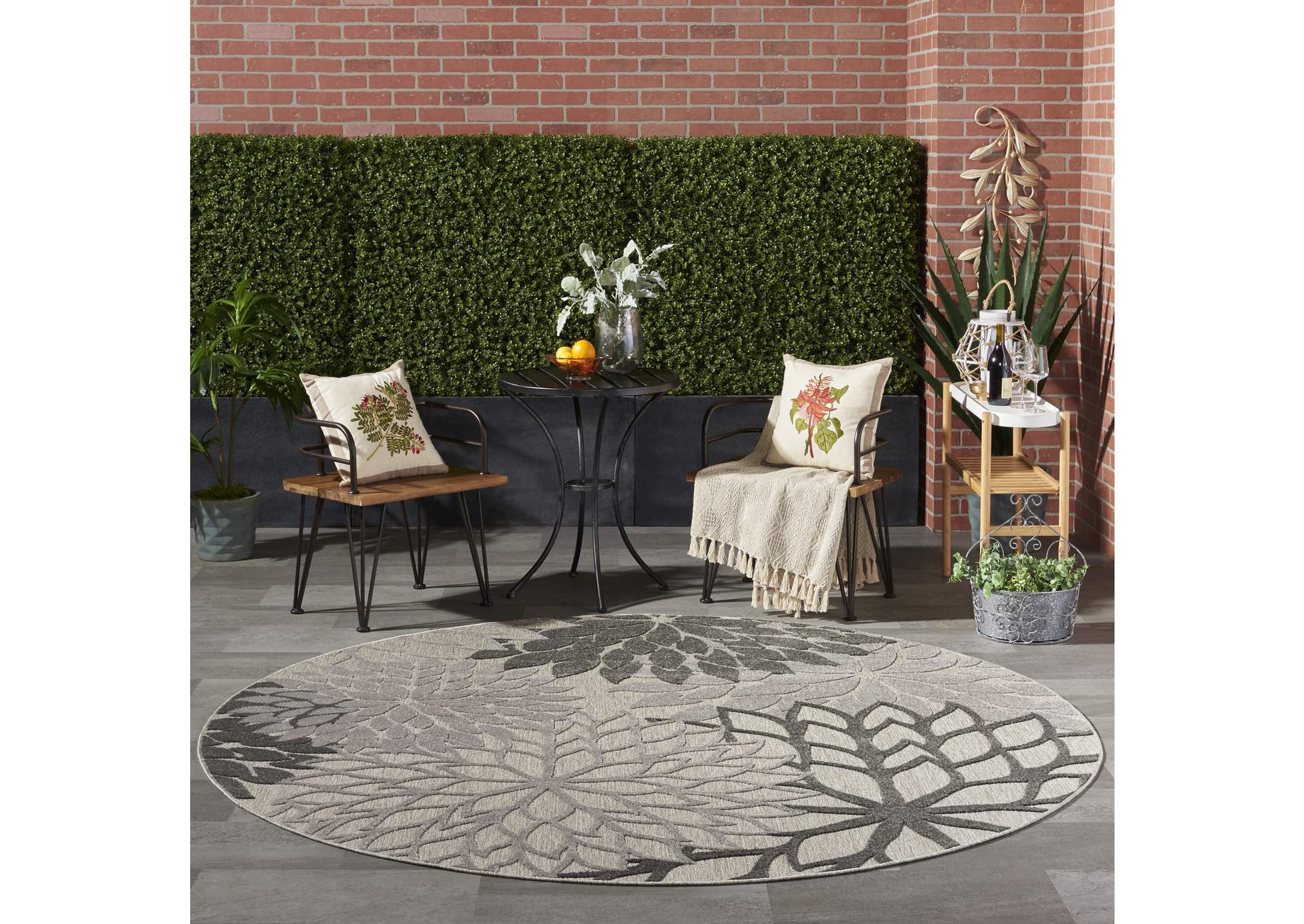 Nourison Aloha 8' Round Silver Grey Area Rug,Nourison