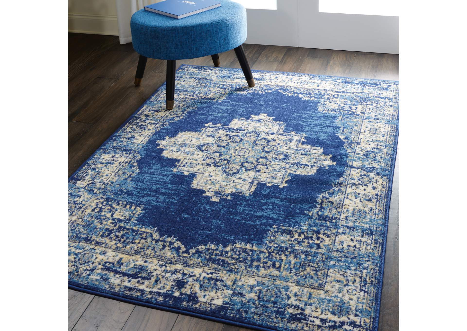 Nourison Grafix GRF14 Blue 4'x6' Area Rug,Nourison