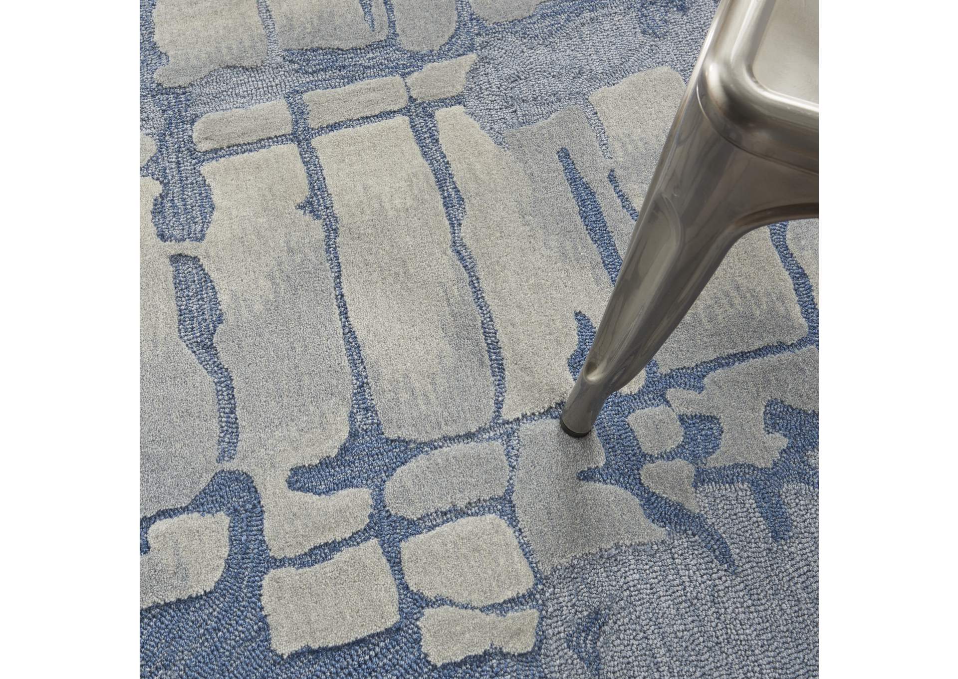 Nourison Symmetry SMM04 Blue and Grey 5'x8' Area Rug,Nourison