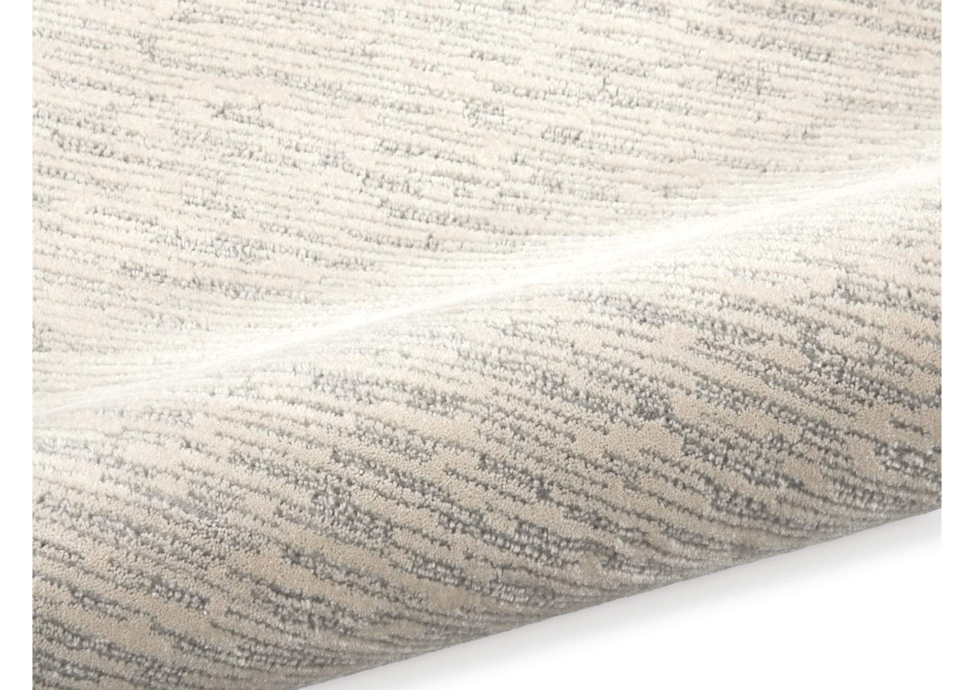Calvin Klein Jackson CK781 Ivory and Grey 8' Runner Striated Hallway Rug,Nourison