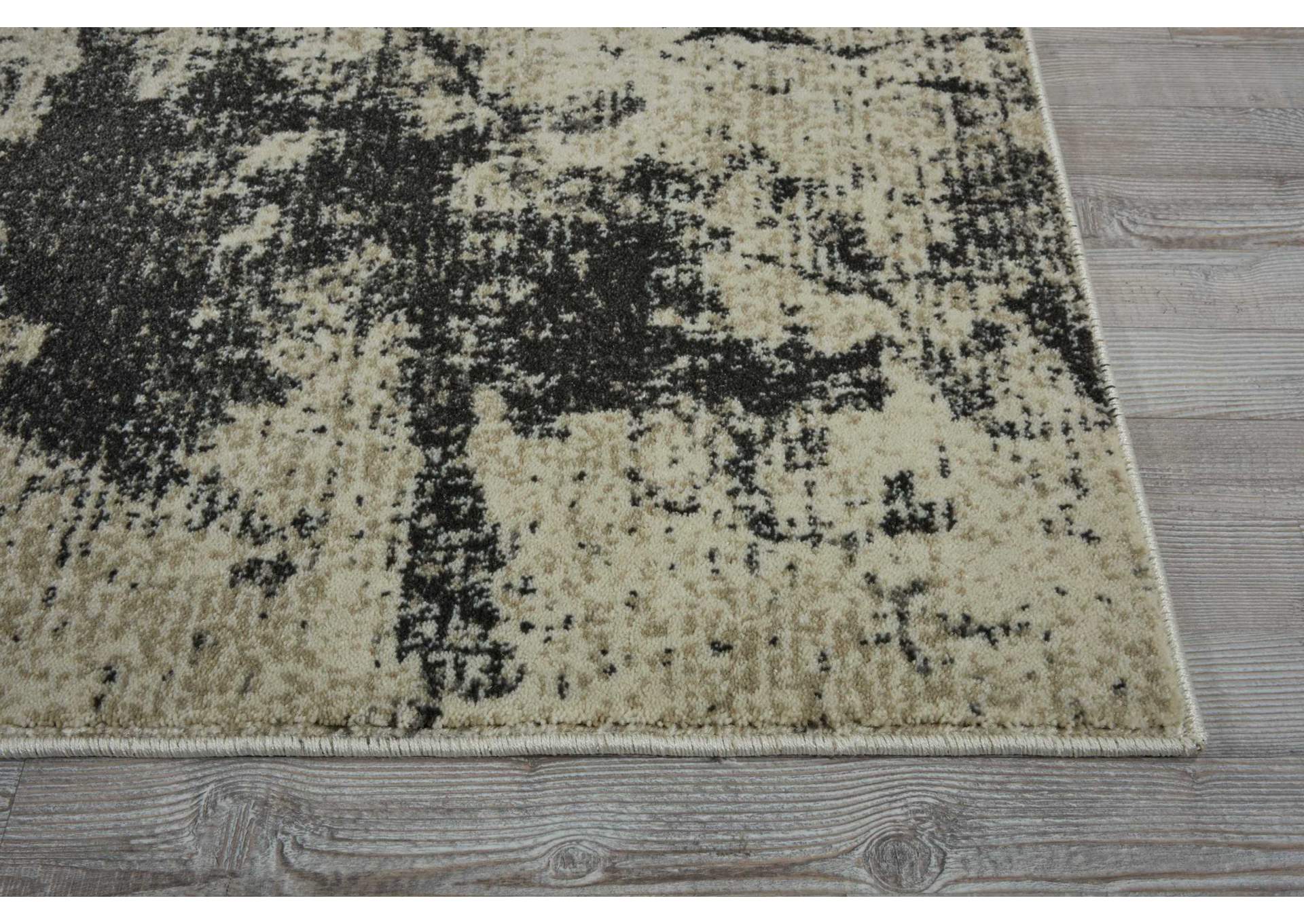 Nourison Maxell MAE07 Grey and White 8' Runner Hallway Rug,Nourison
