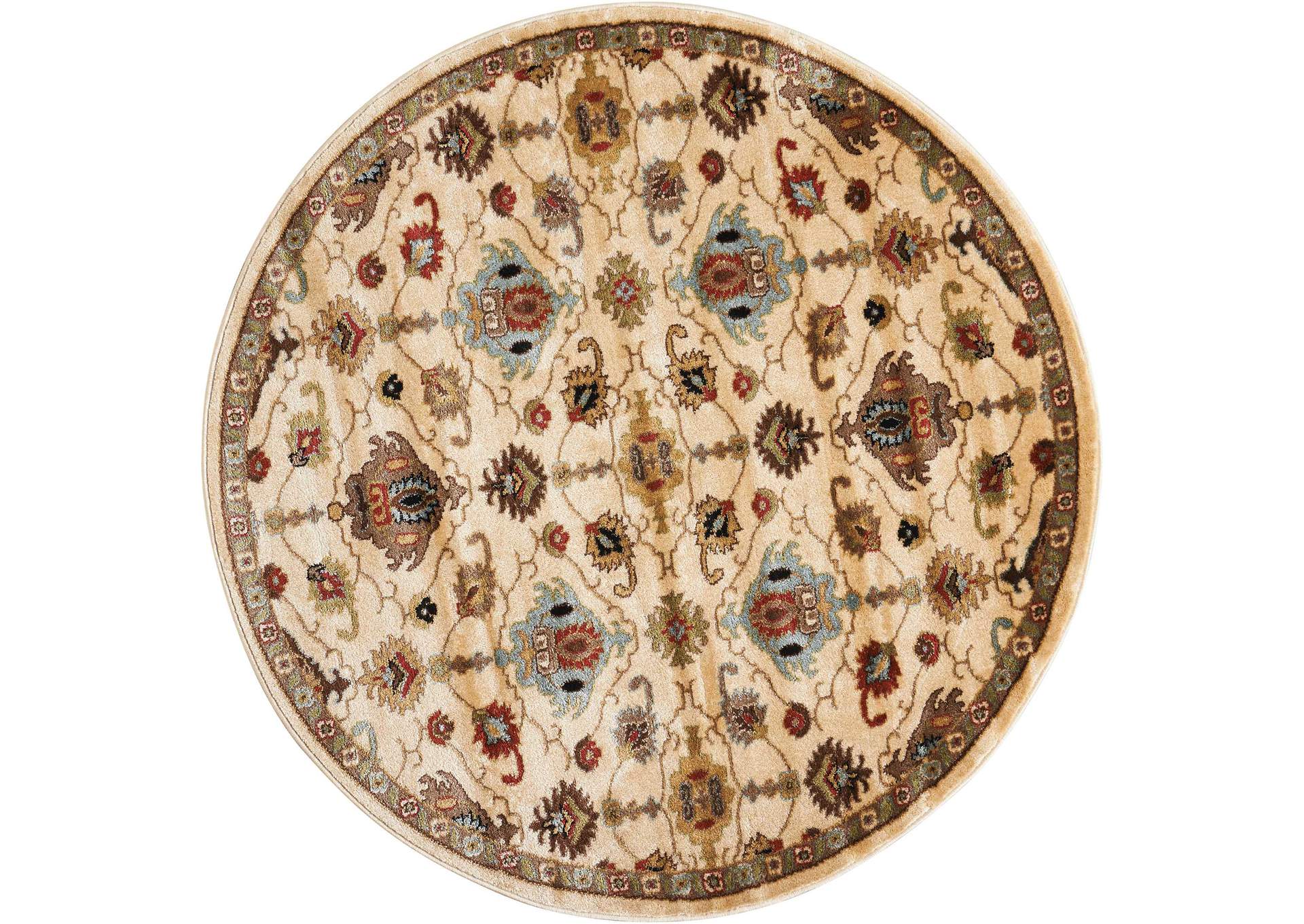 Nourison Delano DEL02 White Multicolor 5' Round Area Rug,Nourison