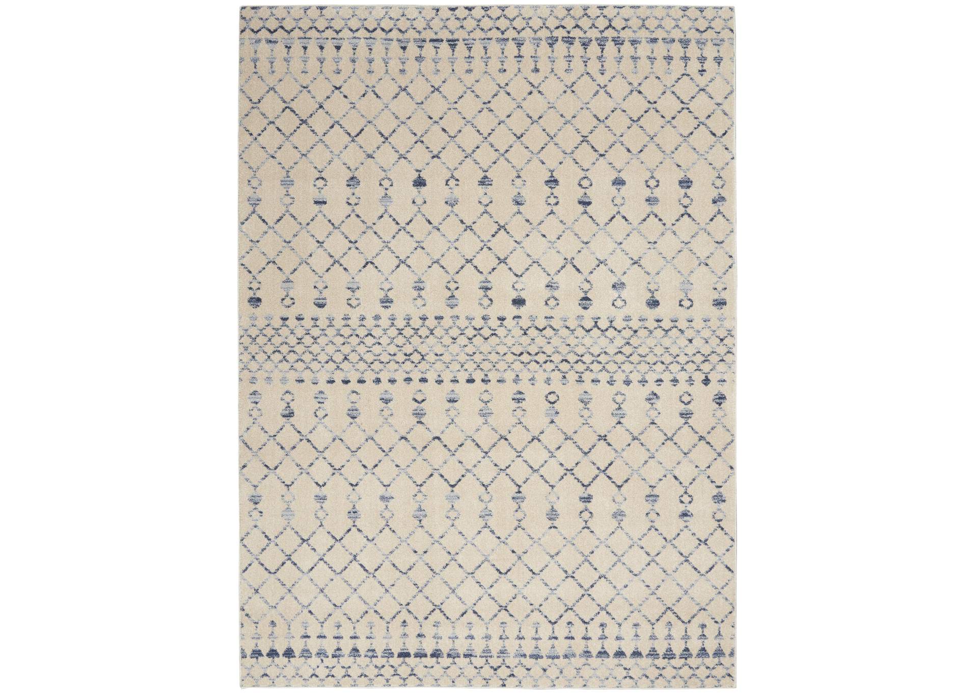 Nourison Palermo 4' x 6' Beige and Blue Distressed Bohemian Area Rug,Nourison