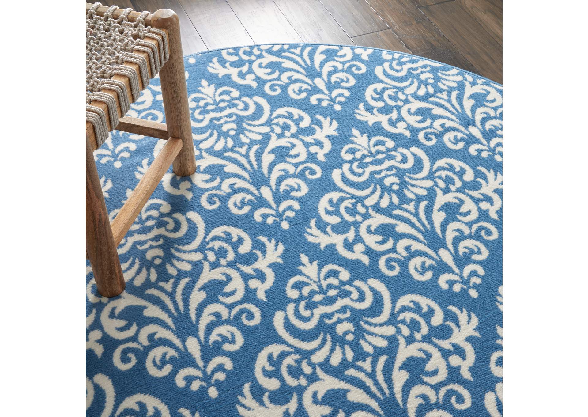 Nourison Grafix GRF06 Blue 5' Round Area Rug,Nourison