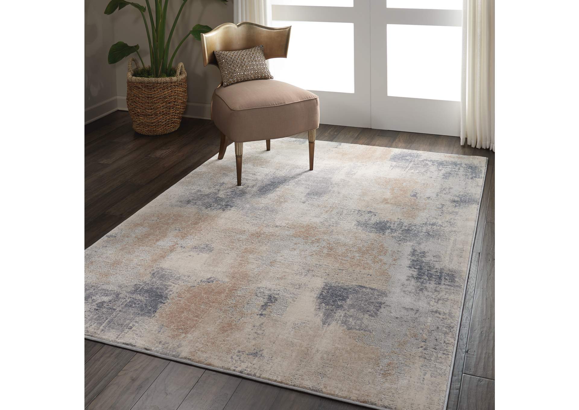 Nourison Rustic Textures RUS02 Beige and Grey 4'x6' Rustic Area Rug,Nourison