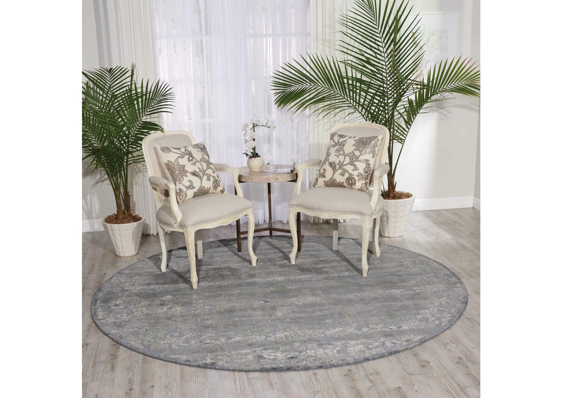 Nourison Twilight TWI05 Slate Blue and Grey 8' Round Large Rug,Nourison