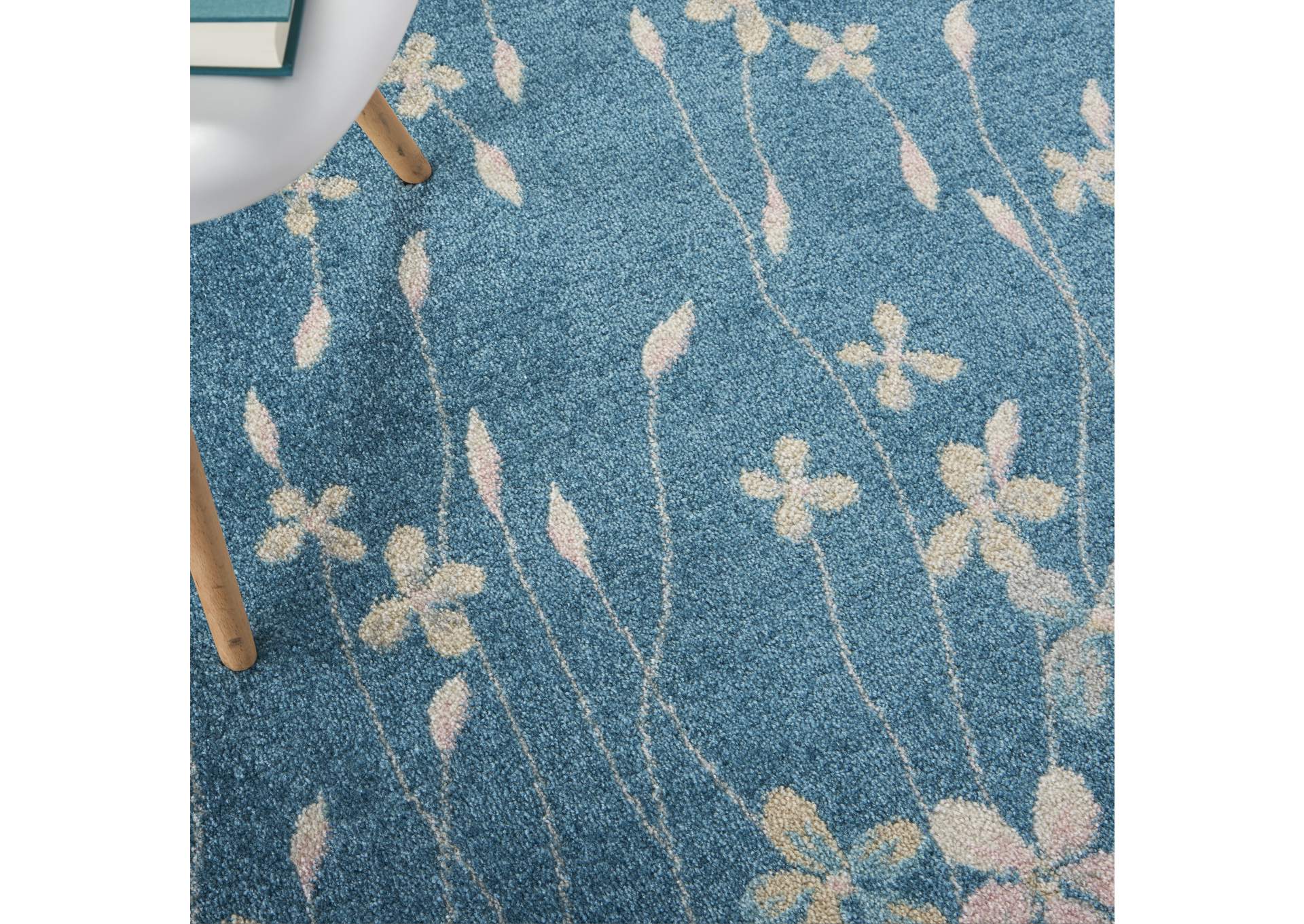 Nourison Tranquil TRA04 Turquoise Blue 5'x7' Floral Area Rug,Nourison