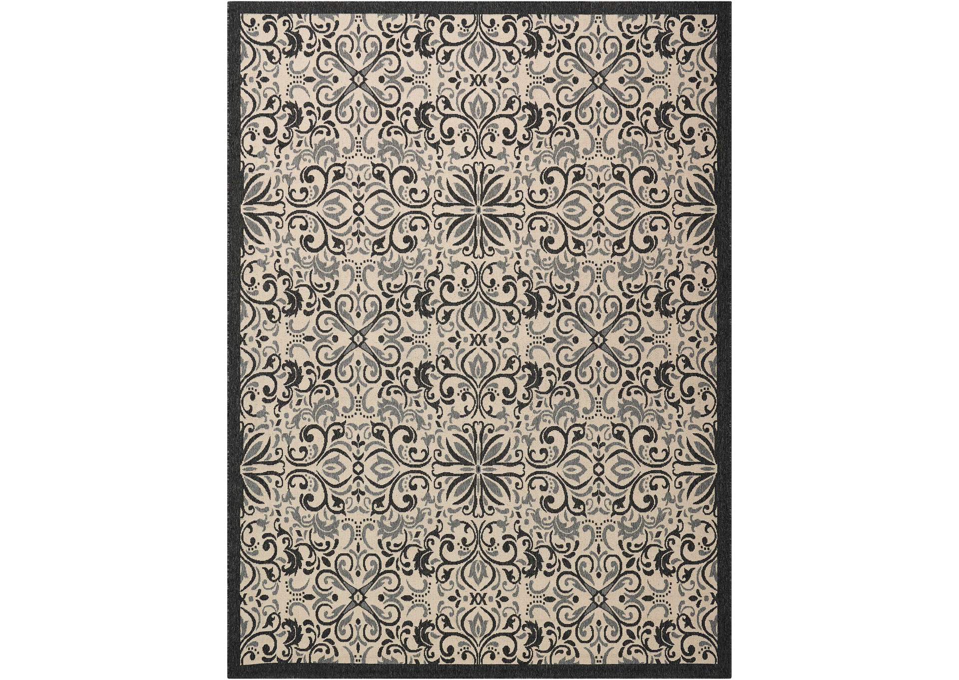 Nourison Caribbean CRB12 White and Black 8'x11' Oversized Rug,Nourison