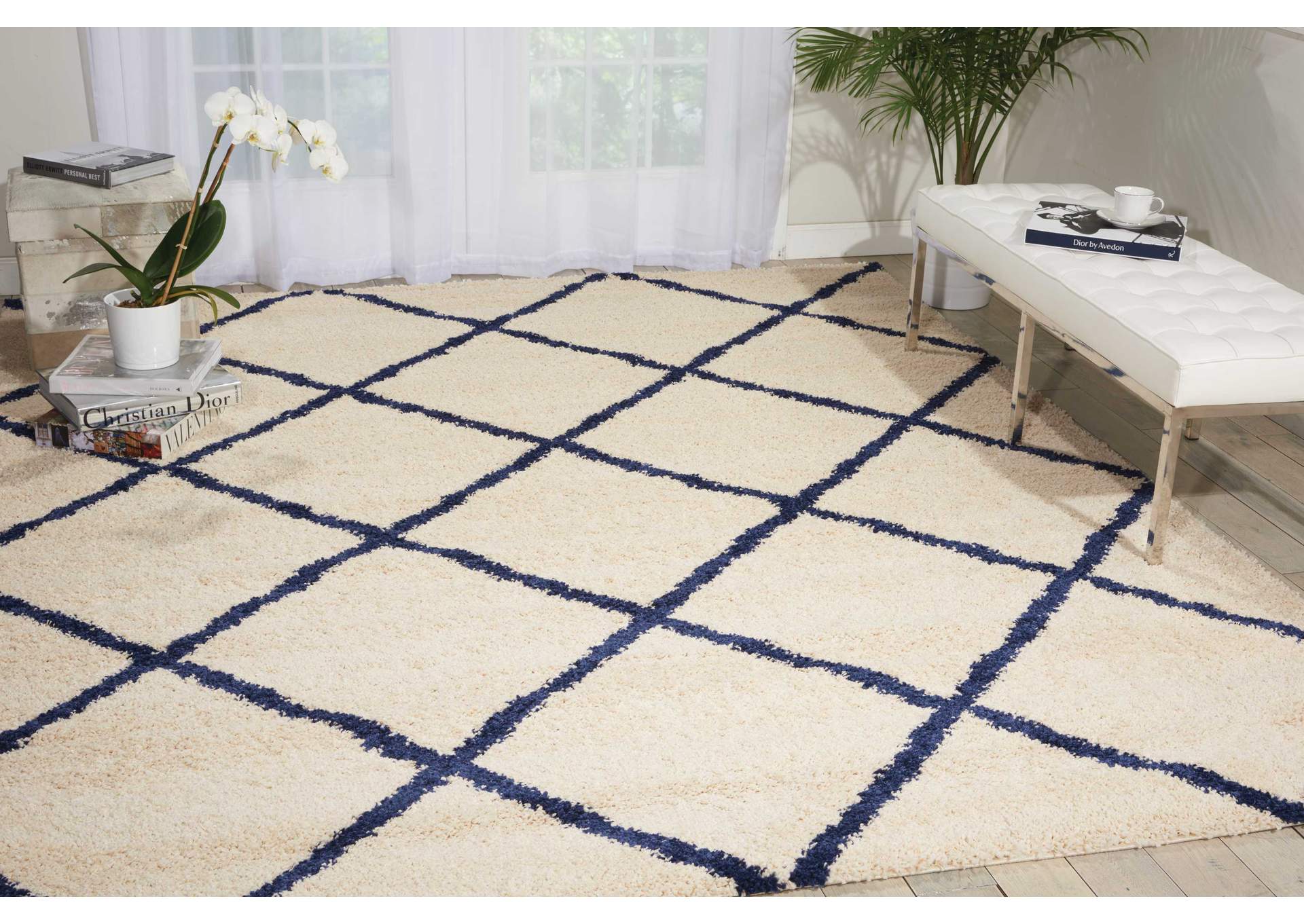 Nourison Brisbane BRI03 Blue and Ivory 8'x10' Rug,Nourison