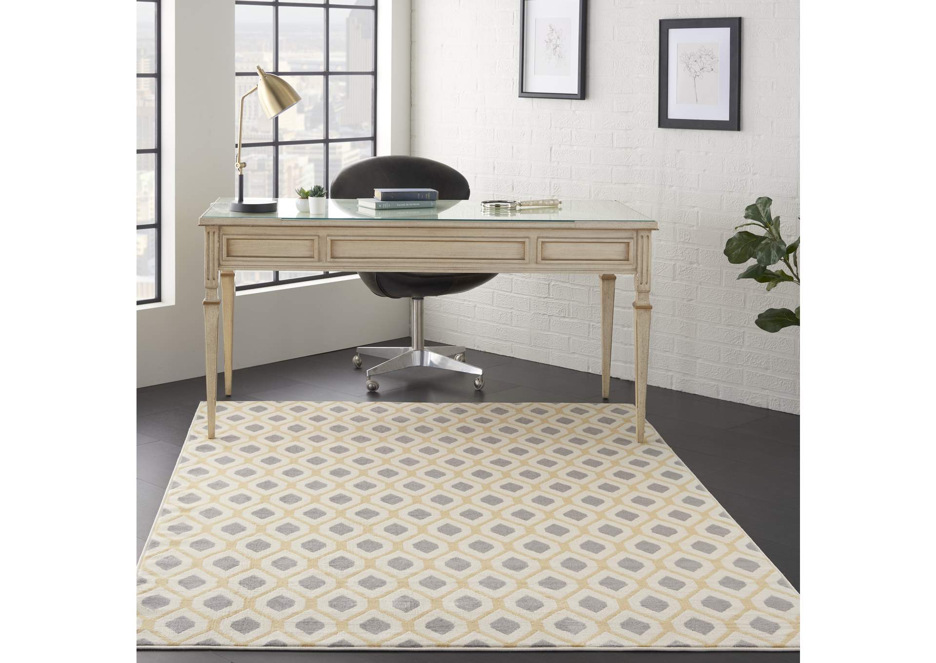 Nourison Grafix GRF22 Grey and White 5'x7' Area Rug,Nourison
