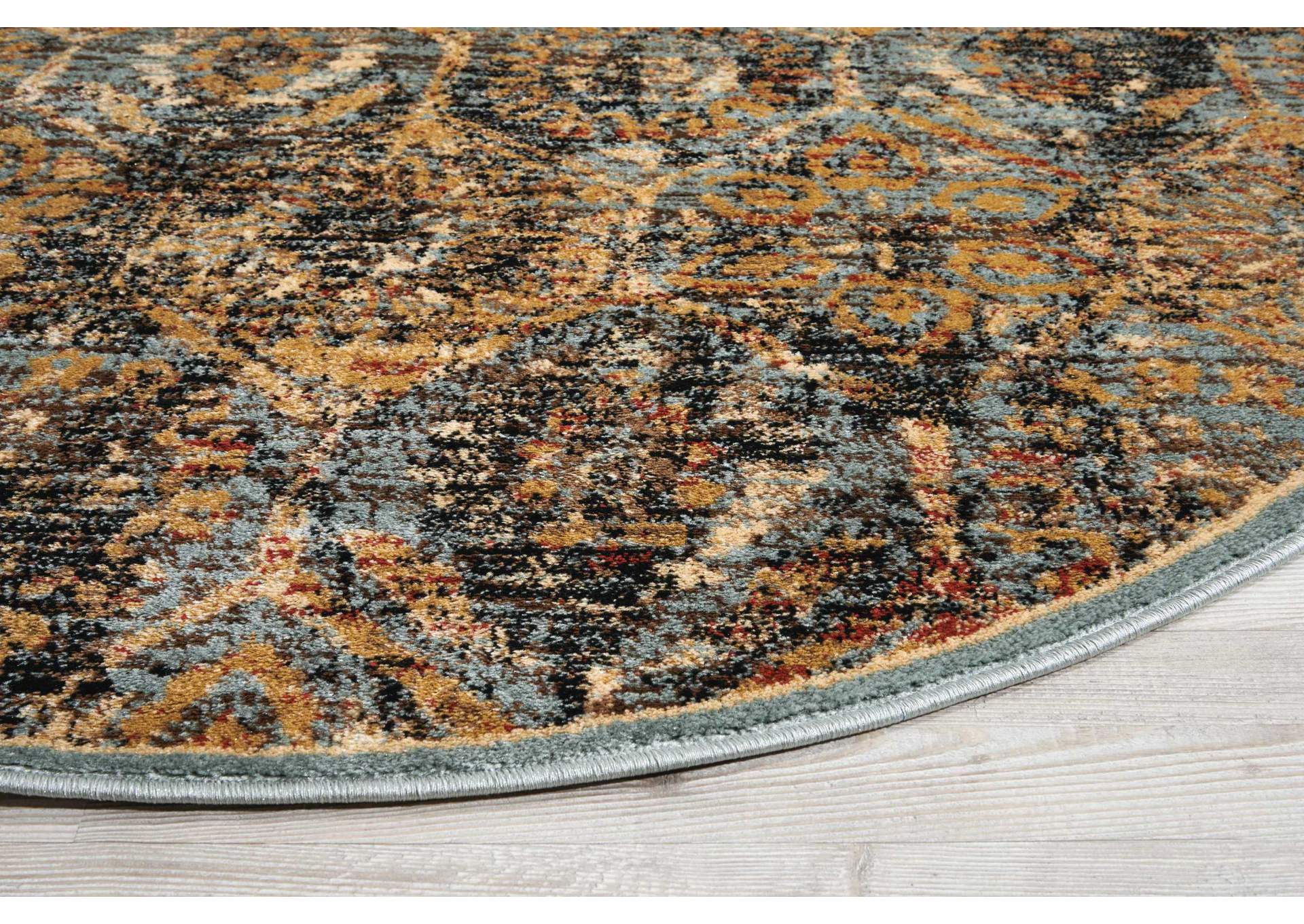 Nourison Delano DEL06 Blue 5' Round Area Rug,Nourison