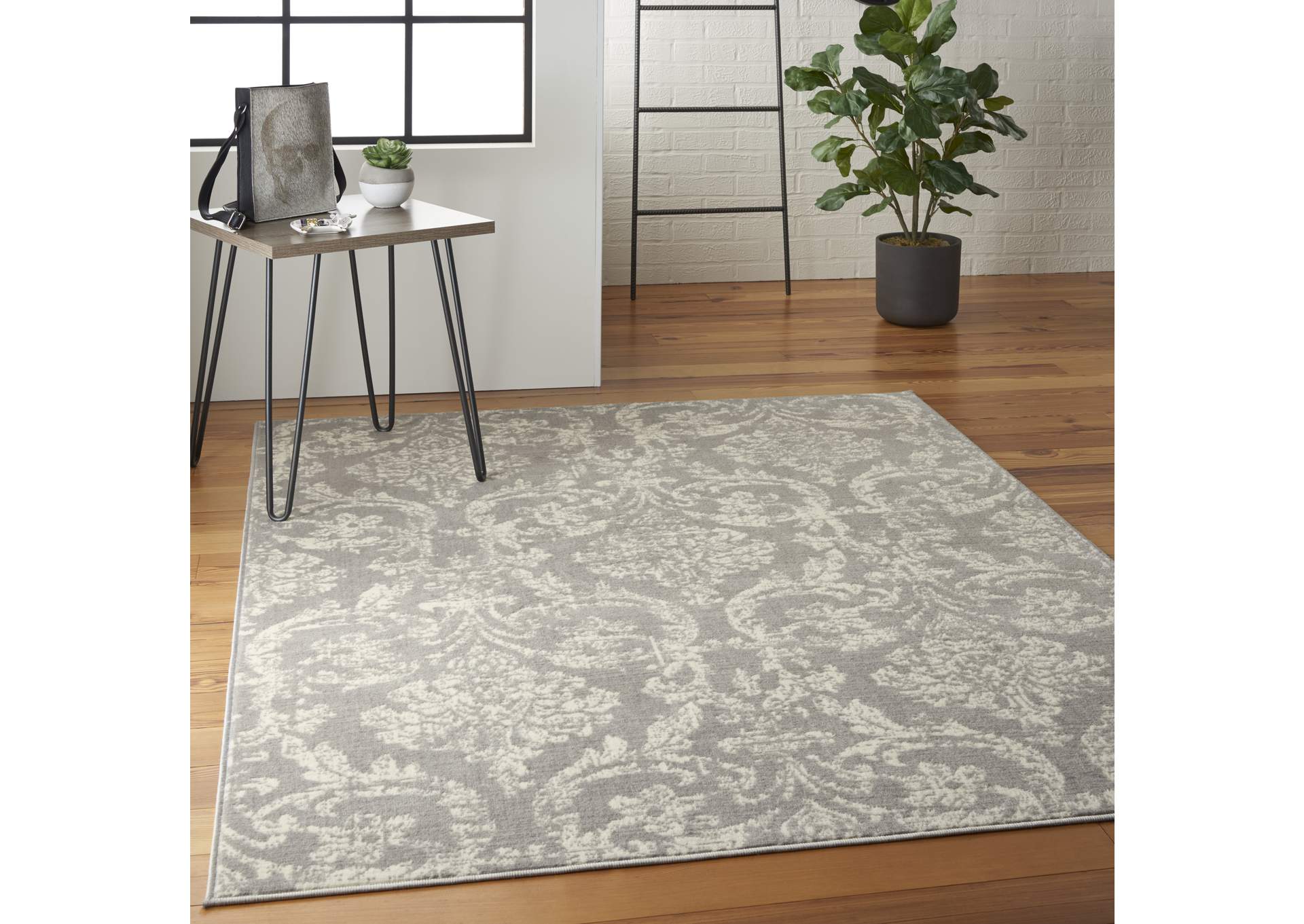 Nourison Jubilant JUB09 Grey 6'x9' Farmhouse Area Rug,Nourison
