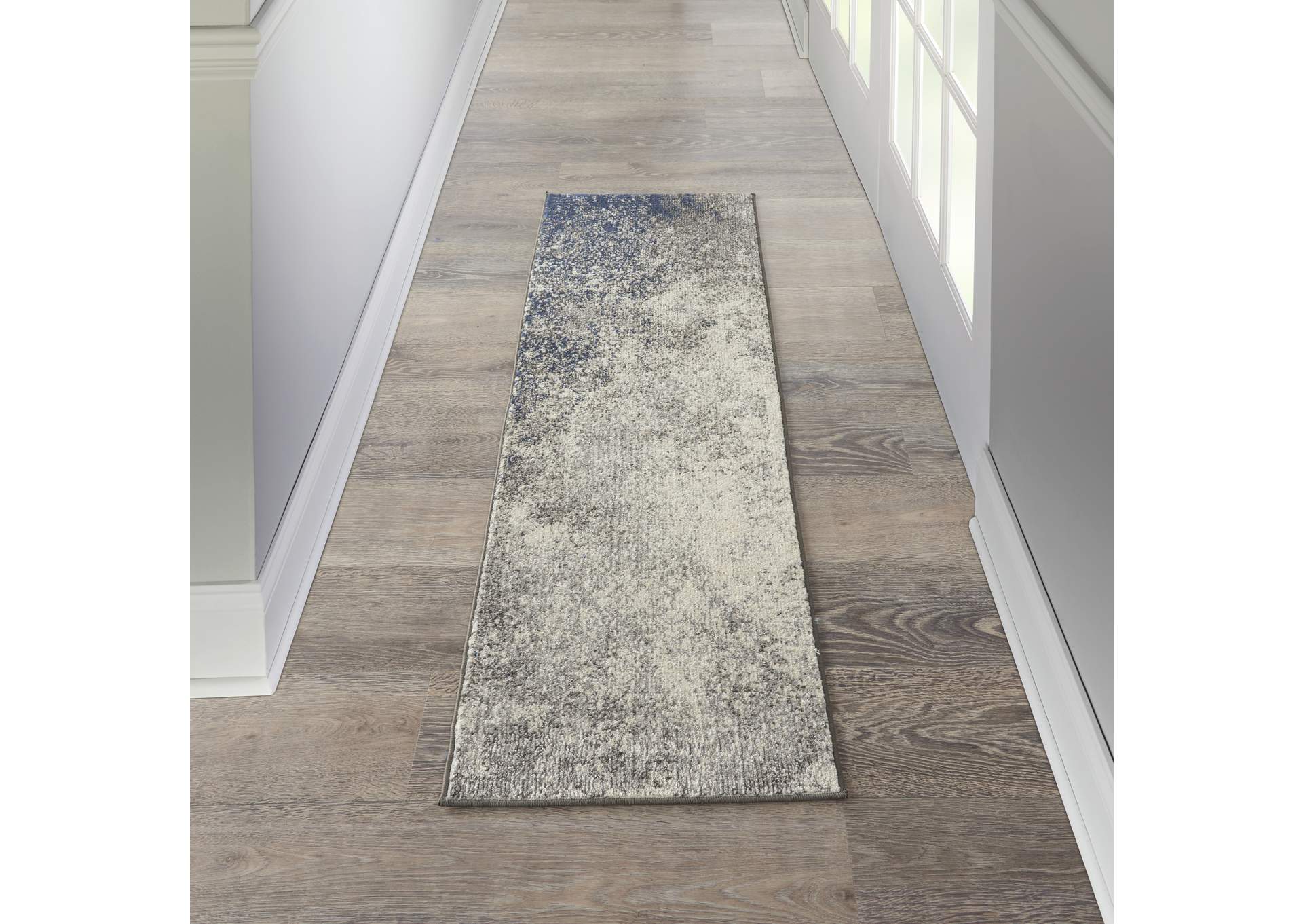Nourison Passion 6' Runner Charcoal and Ivory Area Rug,Nourison