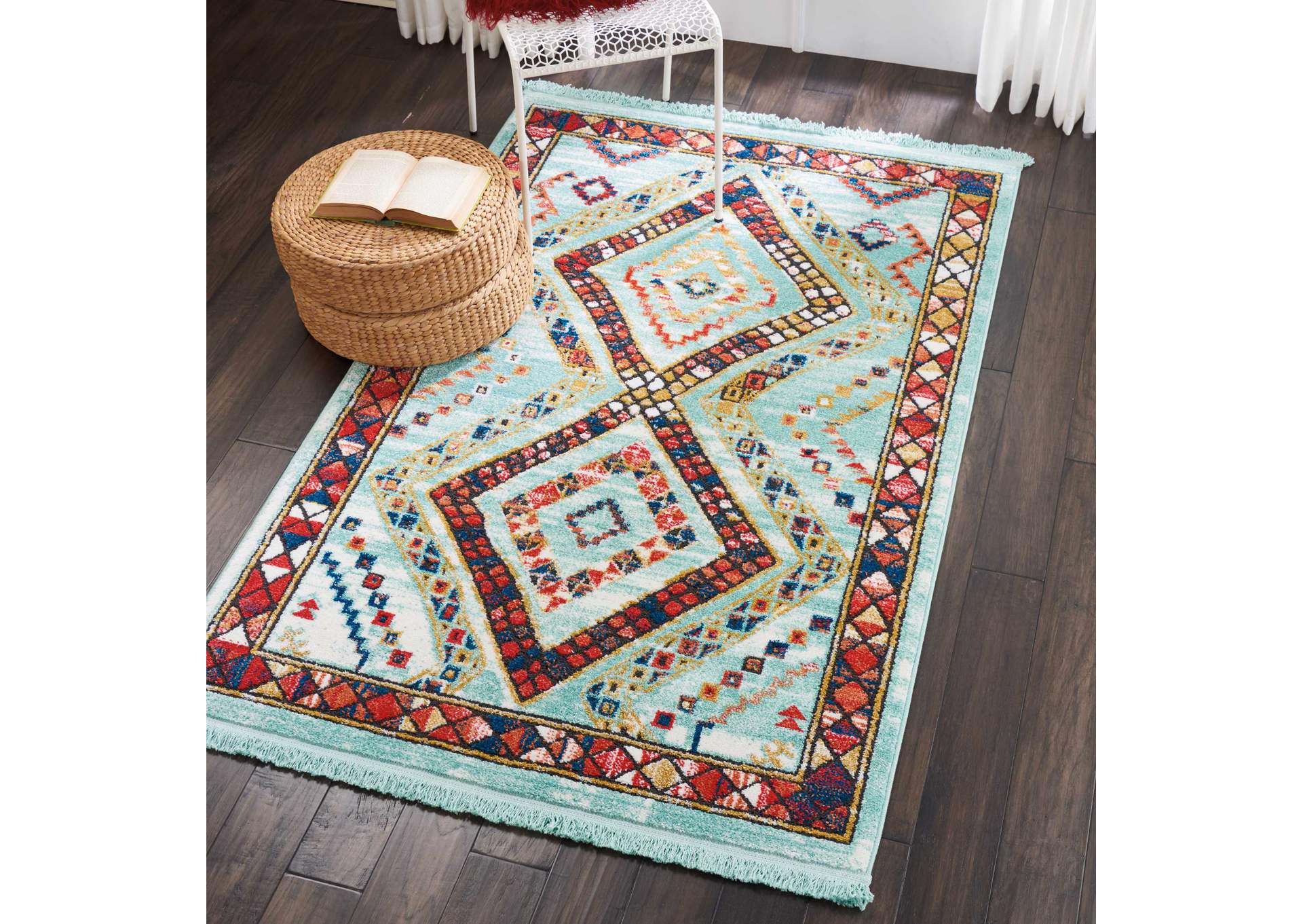 Nourison South Western NAV02 Blue Multicolor 4'x6' Area Rug,Nourison