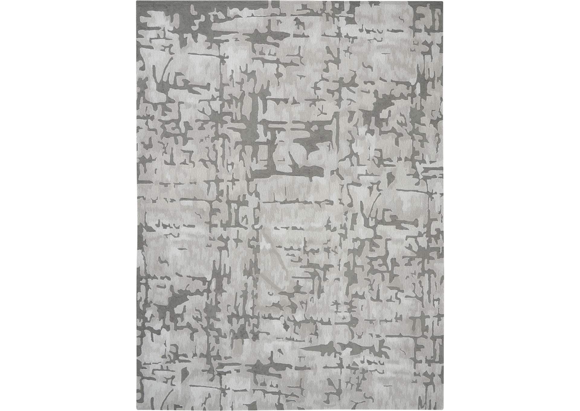 Nourison Symmetry SMM03 Silver 9'x12' Oversized Textured Rug,Nourison