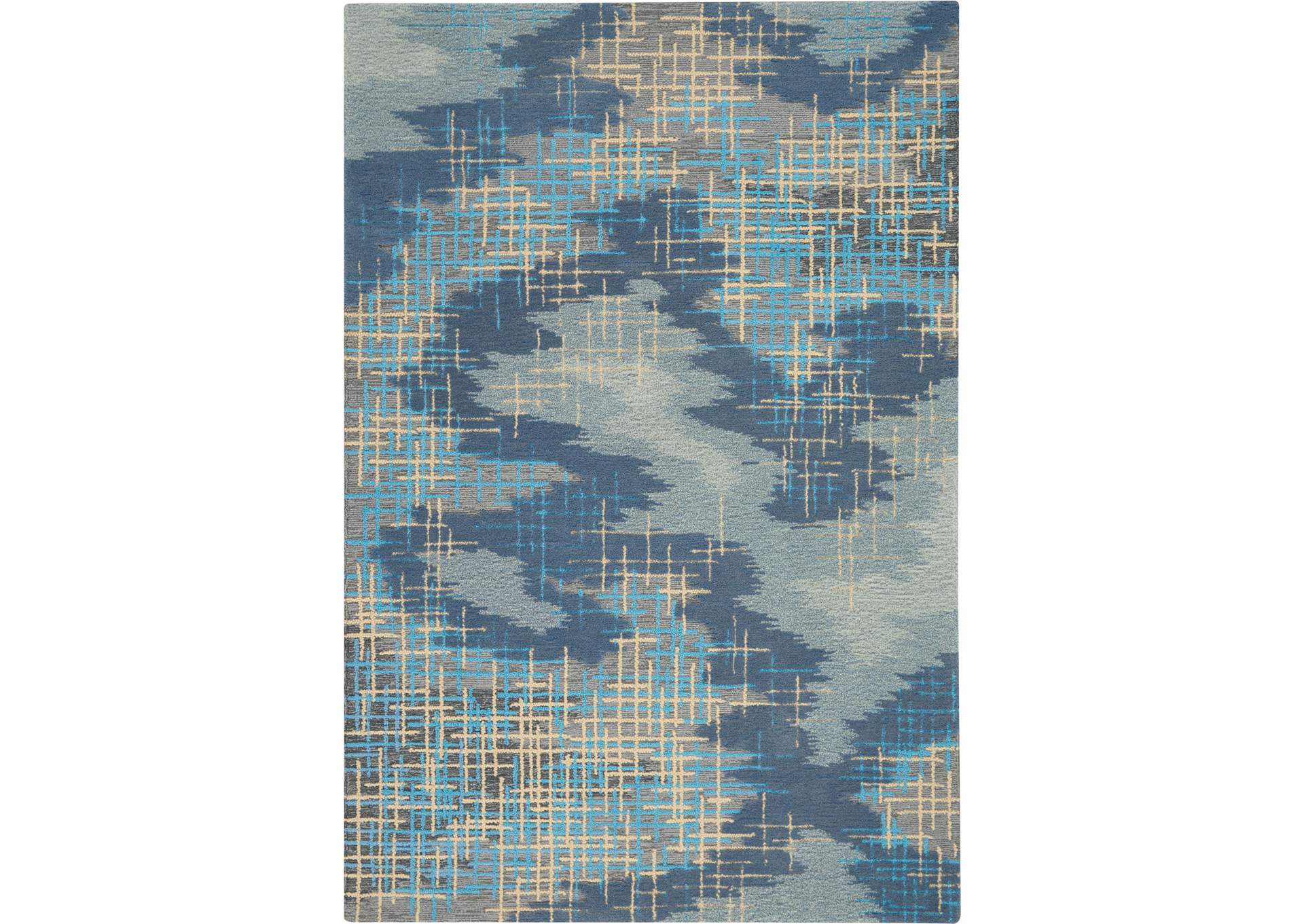 Nourison Symmetry SMM08 Slate Blue and Grey 4'x6' Area Rug,Nourison