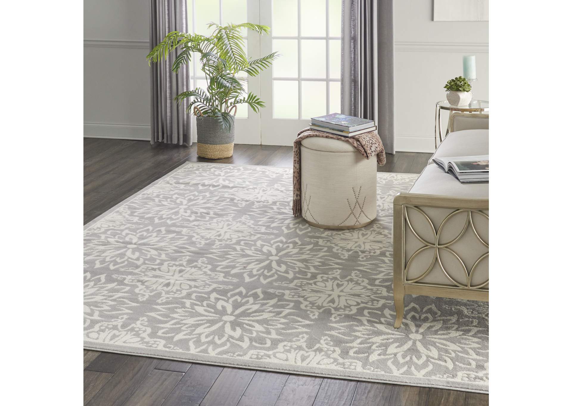 Nourison Jubilant JUB06 Grey 7'x10' Floral Area Rug,Nourison