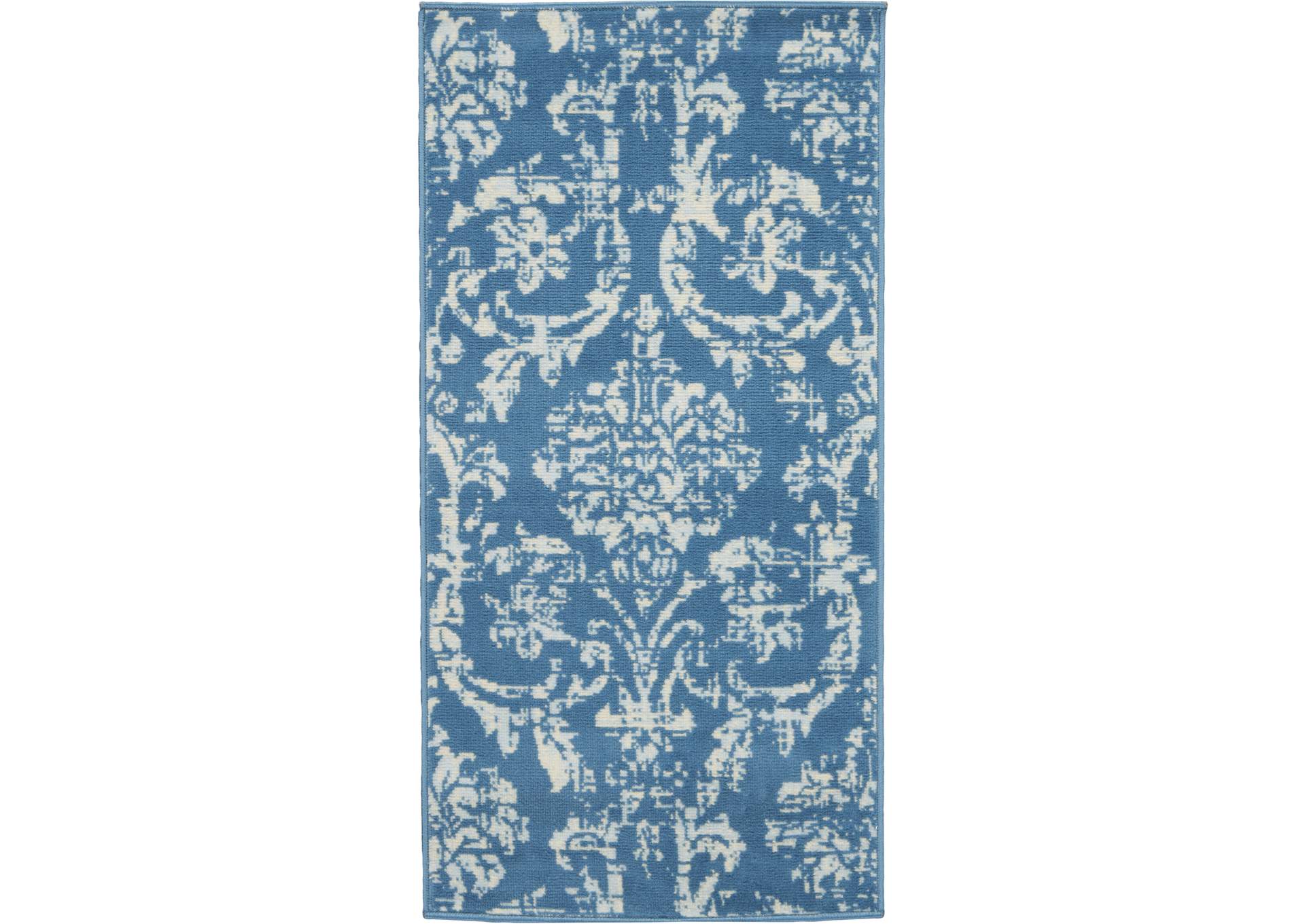 Nourison Jubilant 2' x 4' Small Blue Damask Area Rug,Nourison