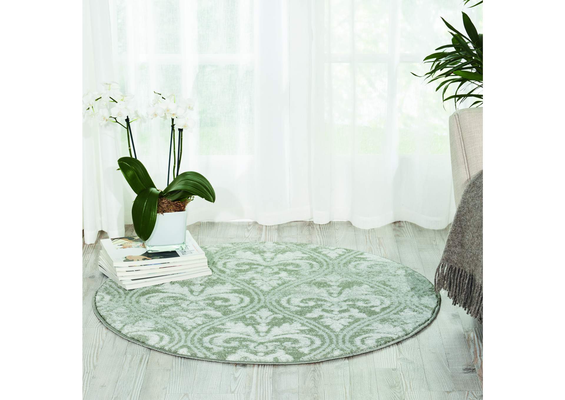 Nourison Euphoria EUP06 Grey 3' Round Area Rug,Nourison