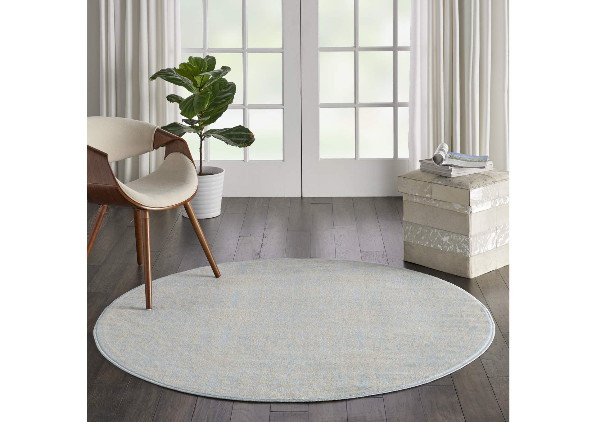 Nourison Jubilant JUB06 Light Blue 5' Round Beach Area Rug,Nourison