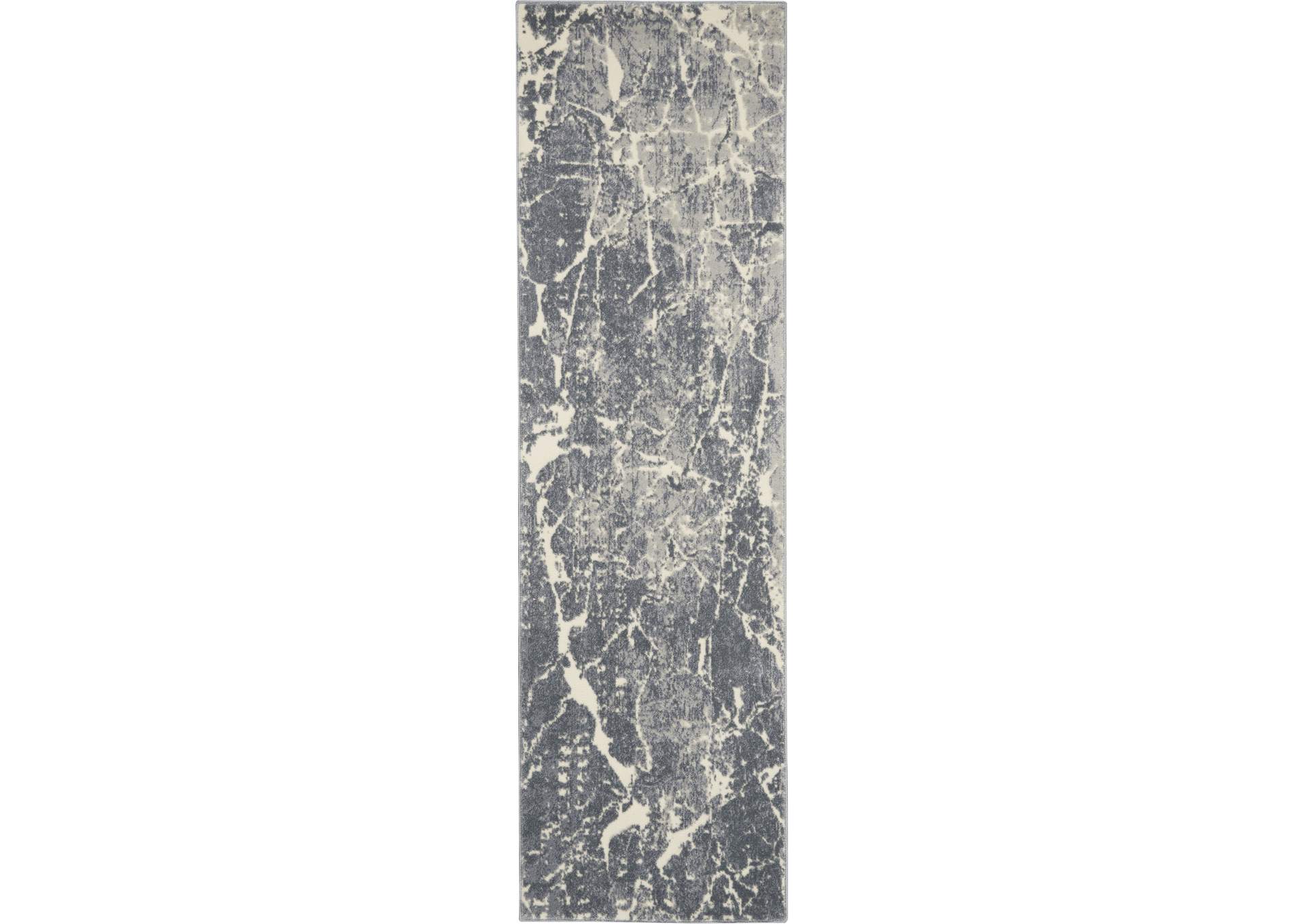 kathy ireland Home Sahara KI393 Charcoal Grey 8' Runner Hallway Rug,Nourison