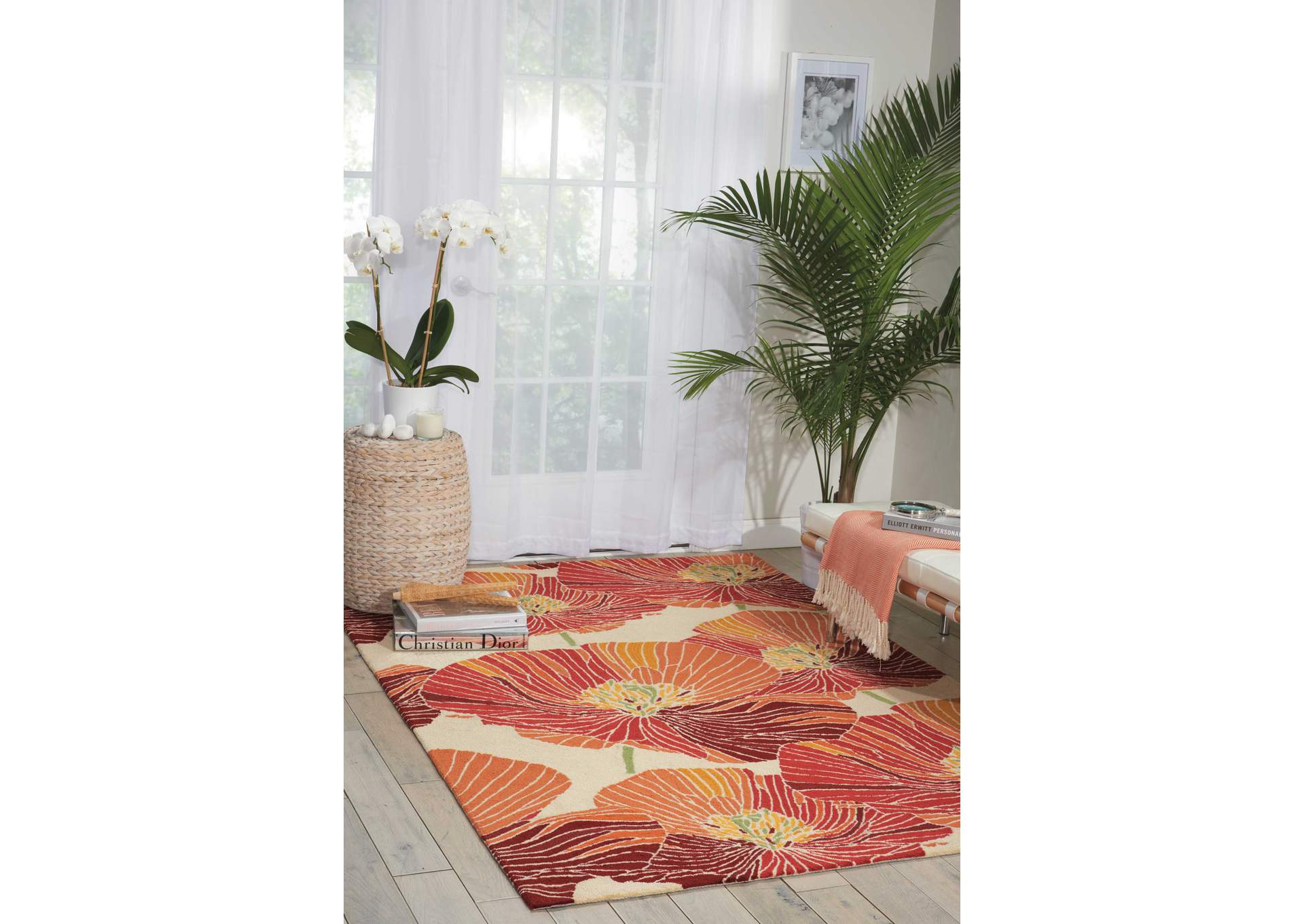 Nourison Fantasy FA24 Orange 5'x8' Area Rug,Nourison