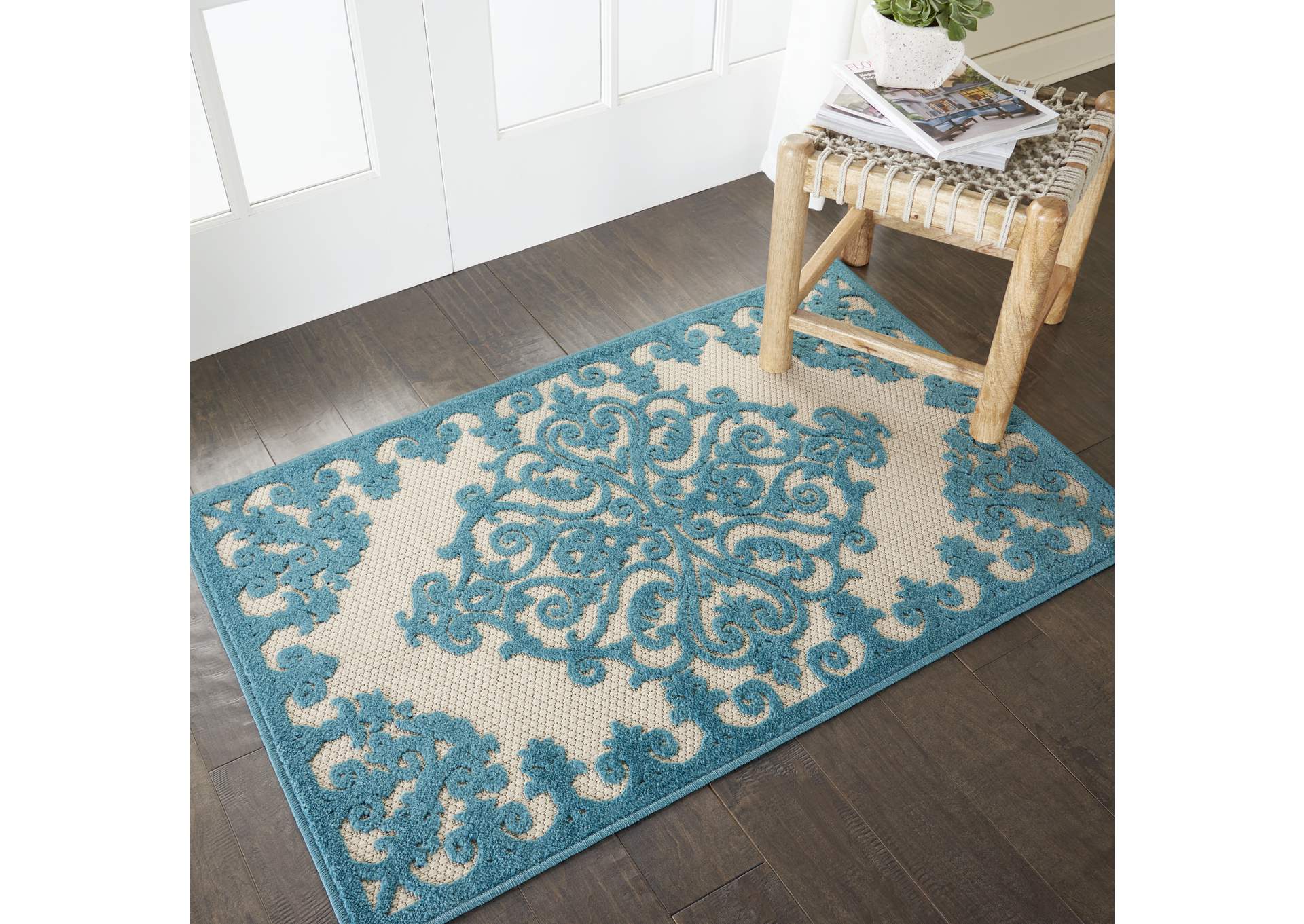 Nourison Aloha ALH12 Aqua 3'x4' Indoor-outdoor Area Rug,Nourison