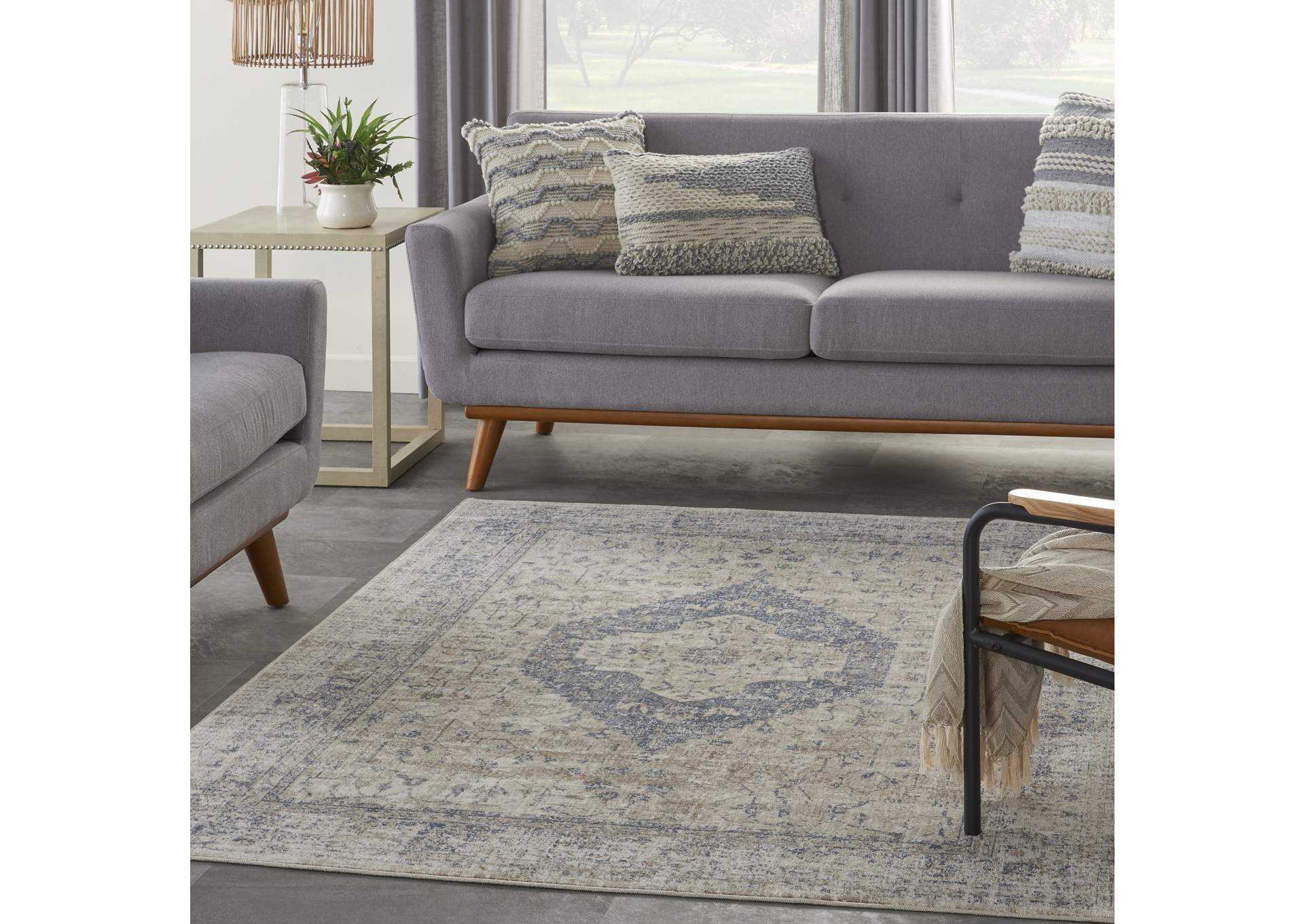Malta by kathy ireland Home MAI11 Ivory/Blue 5'x8' Area Rug,Nourison