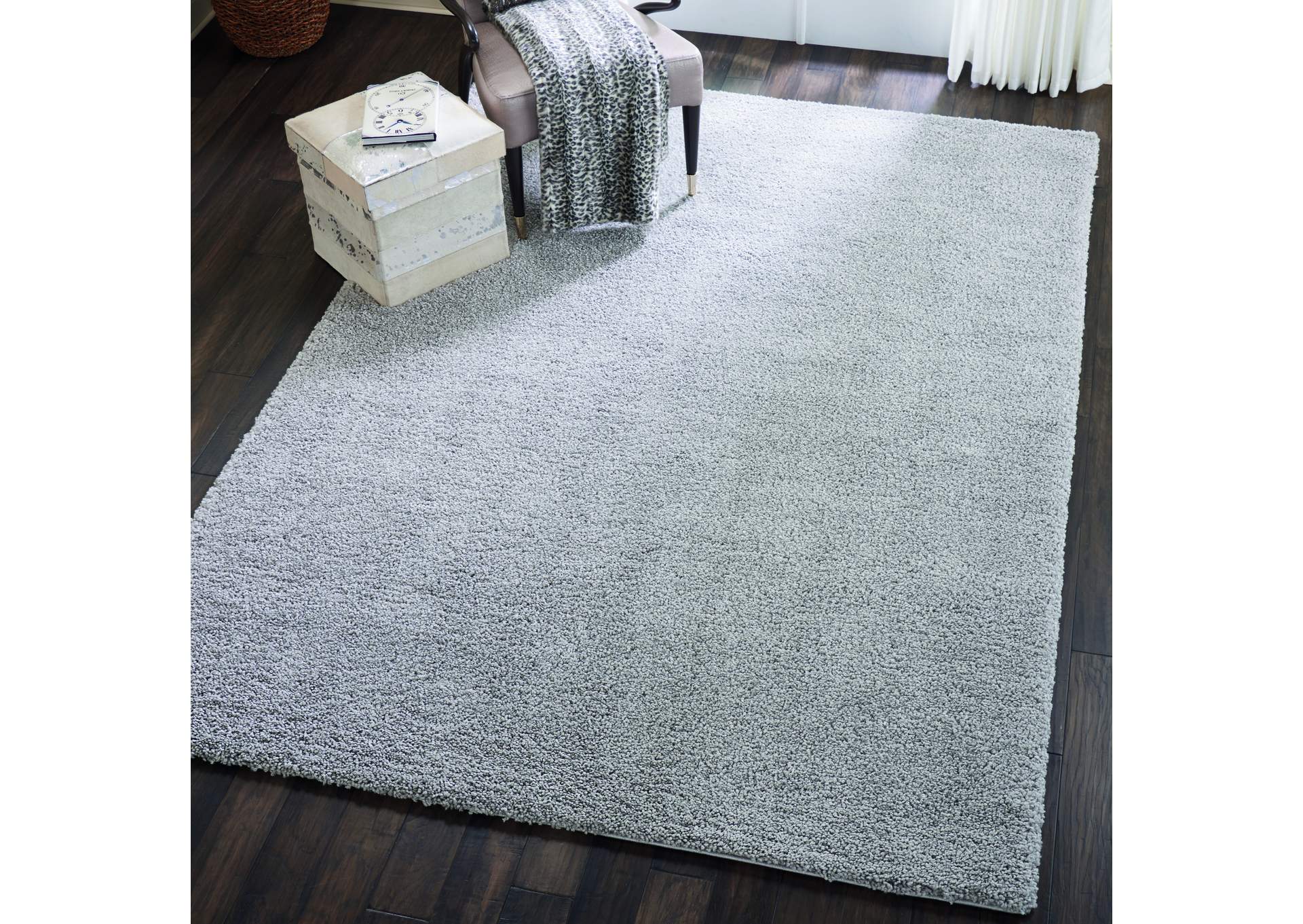 Nourison Malibu Shag MSG01 Grey 7'x10' Large Rug,Nourison