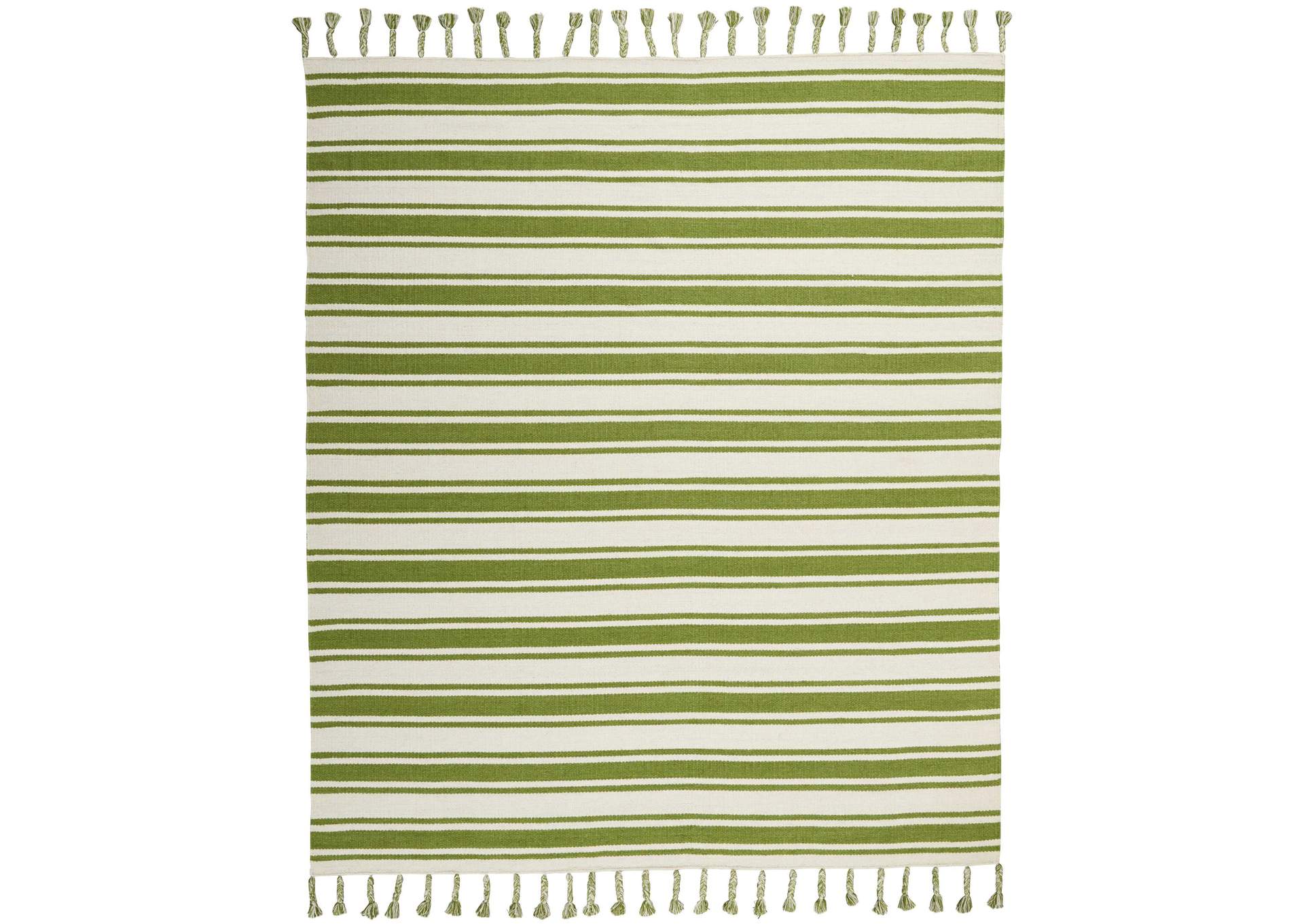 Nourison Rio Vista DST01 White and Green 8'x11' Oversized Flat Weave Rug,Nourison