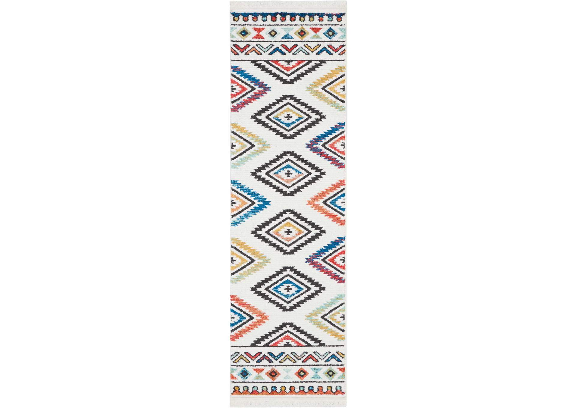 Nourison South Western NAV06 White Multicolor 8' Runner Hallway Rug,Nourison