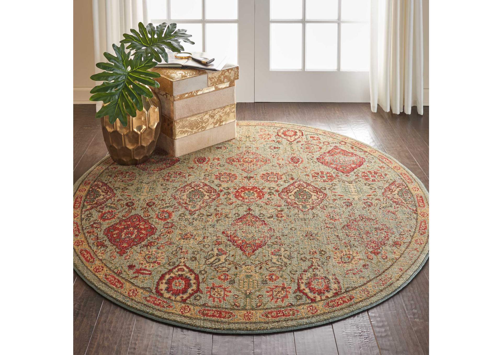Nourison Somerset ST90 Light Green 6' Round Oriental Area Rug,Nourison