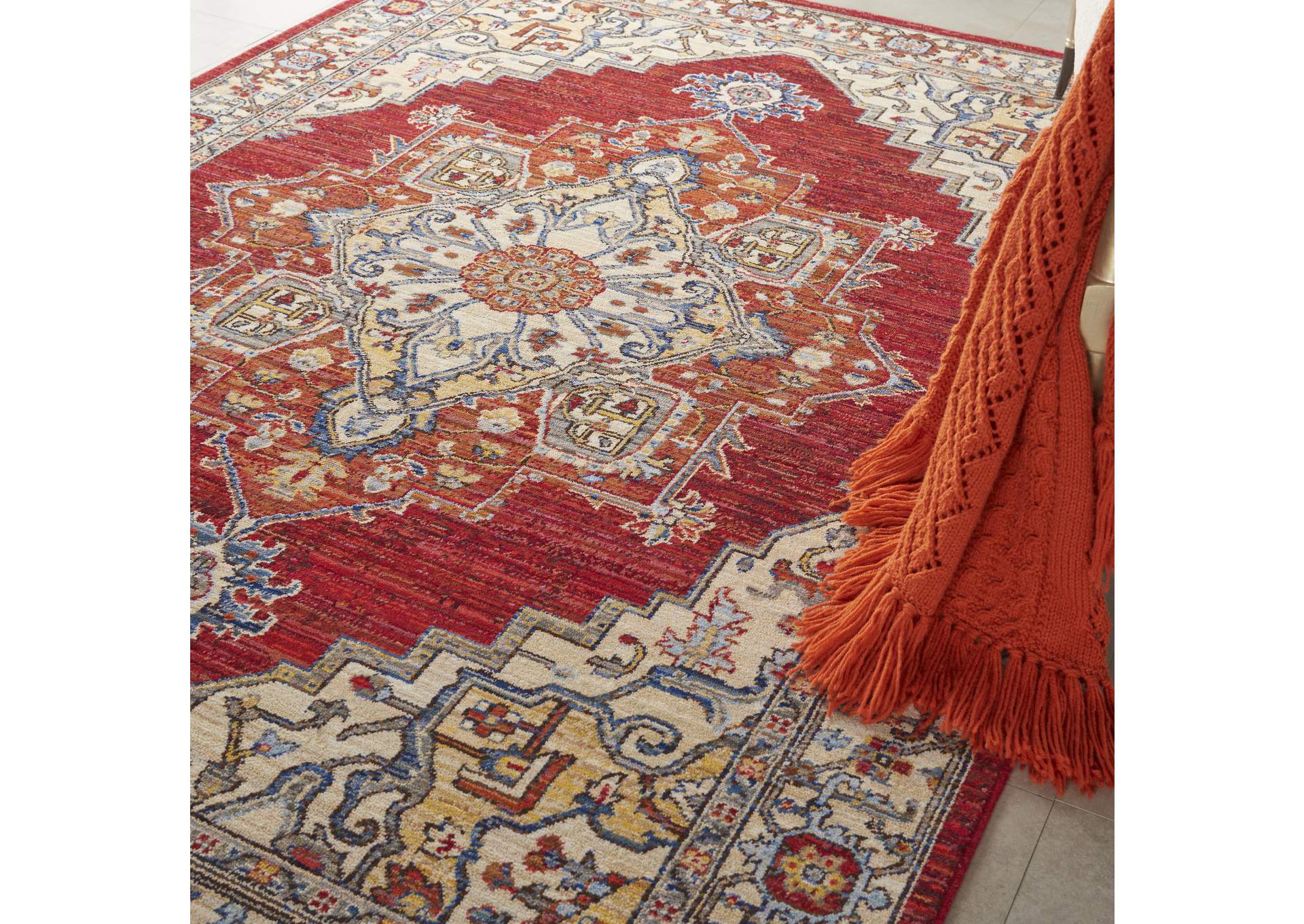 Nourison Majestic 6'x8' Red Multicolor Persian Area Rug,Nourison