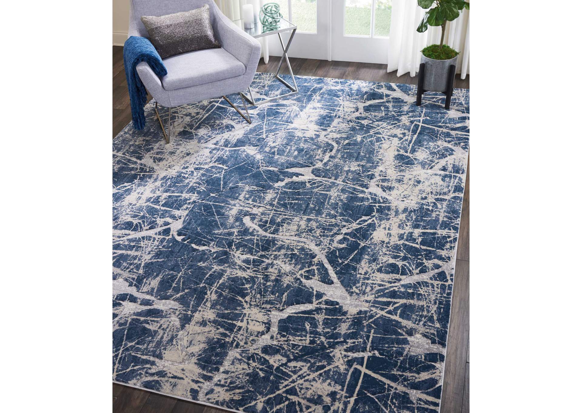 kathy ireland Home Heritage KI356 Beige and Blue 8'x11' Oversized Rug,Nourison