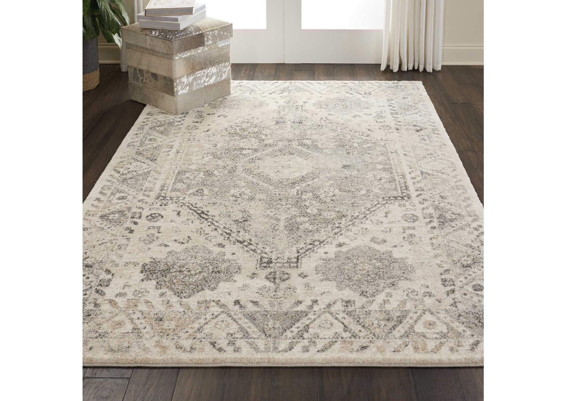 Nourison Fusion FSS11 Grey 5'x7' Farmhouse Area Rug,Nourison