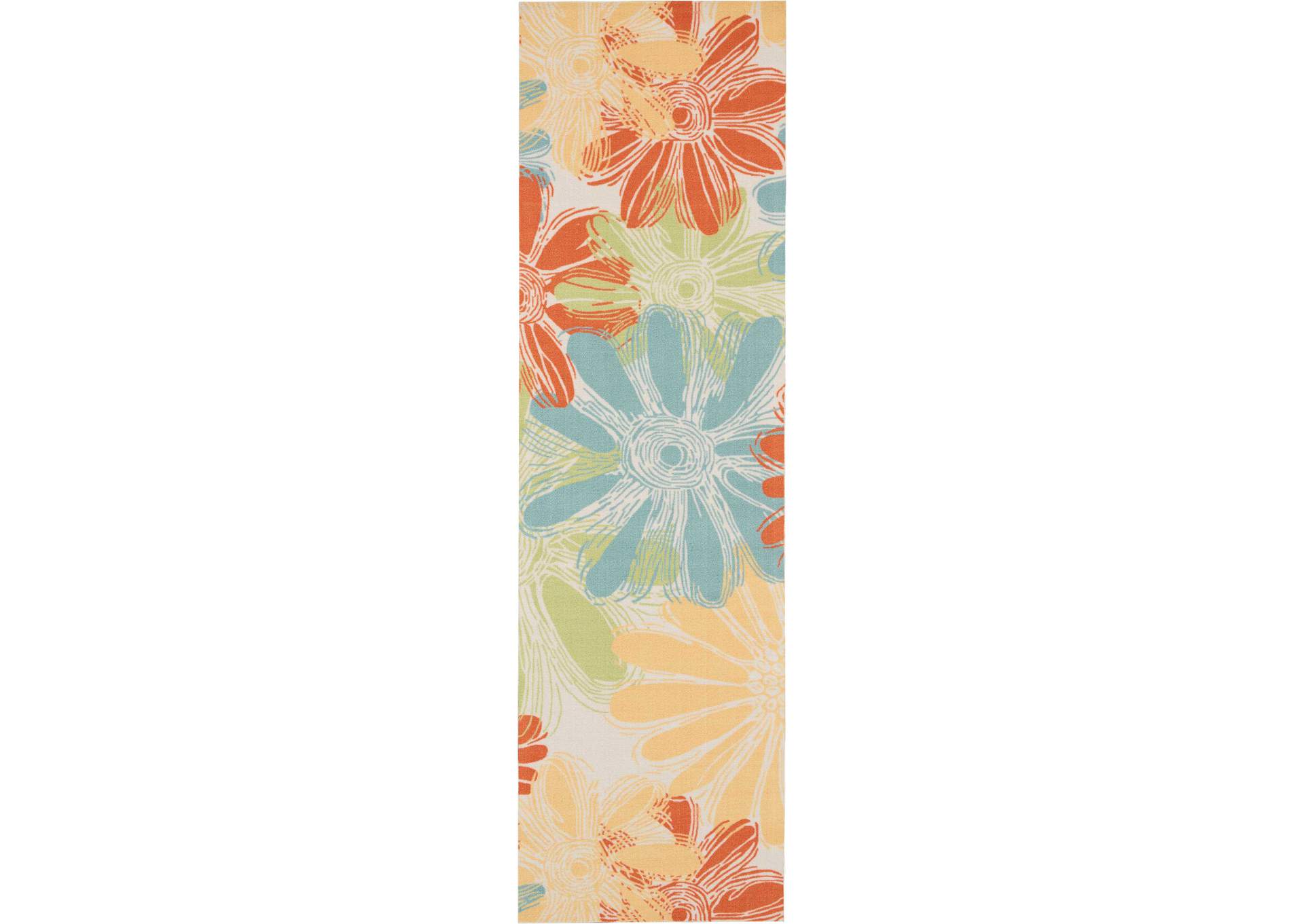 Nourison Home & Garden RS022 Multicolor 8' Runner Hallway Rug,Nourison