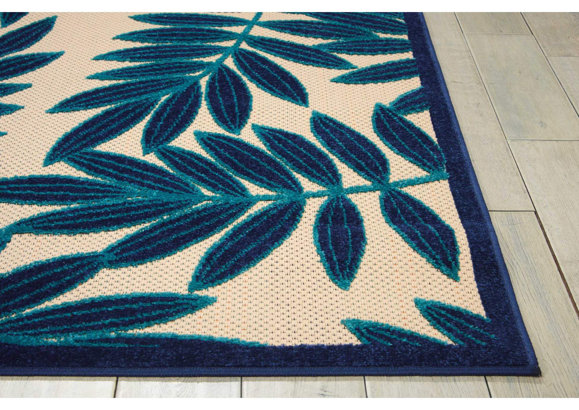 Nourison Aloha ALH18 Navy Blue and White 4'x6' Indoor-outdoor Area Rug,Nourison