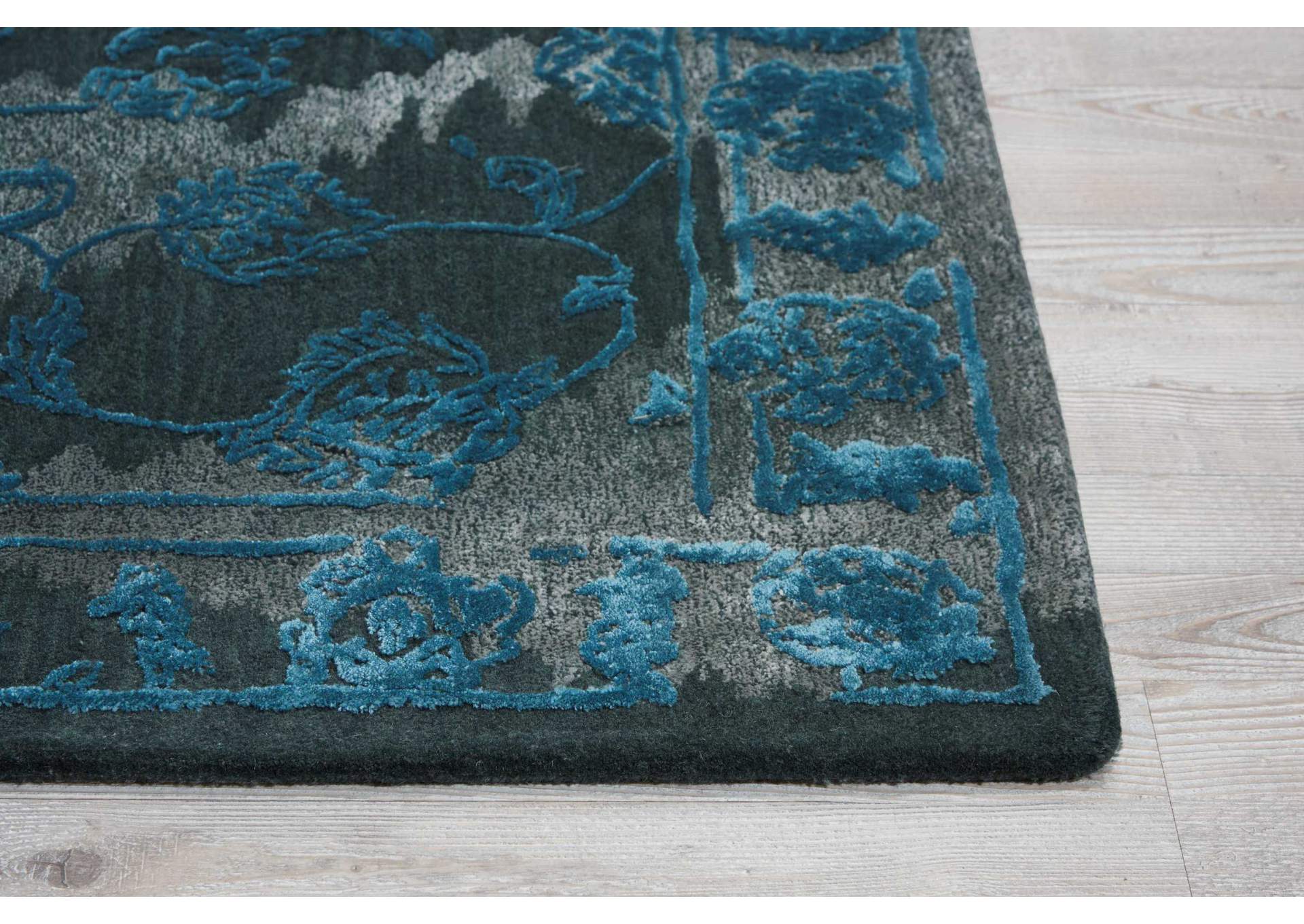 Nourison Opaline OPA12 Black and Blue 8' Runner Hallway Rug,Nourison