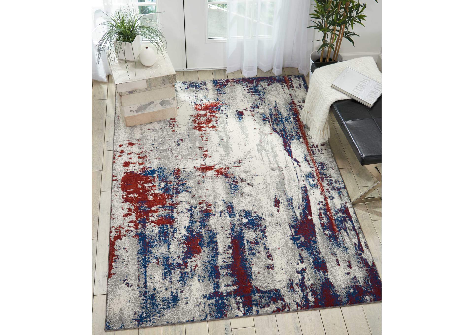 Nourison Maxell MAE15 Red and Blue 5'x7' Area Rug,Nourison