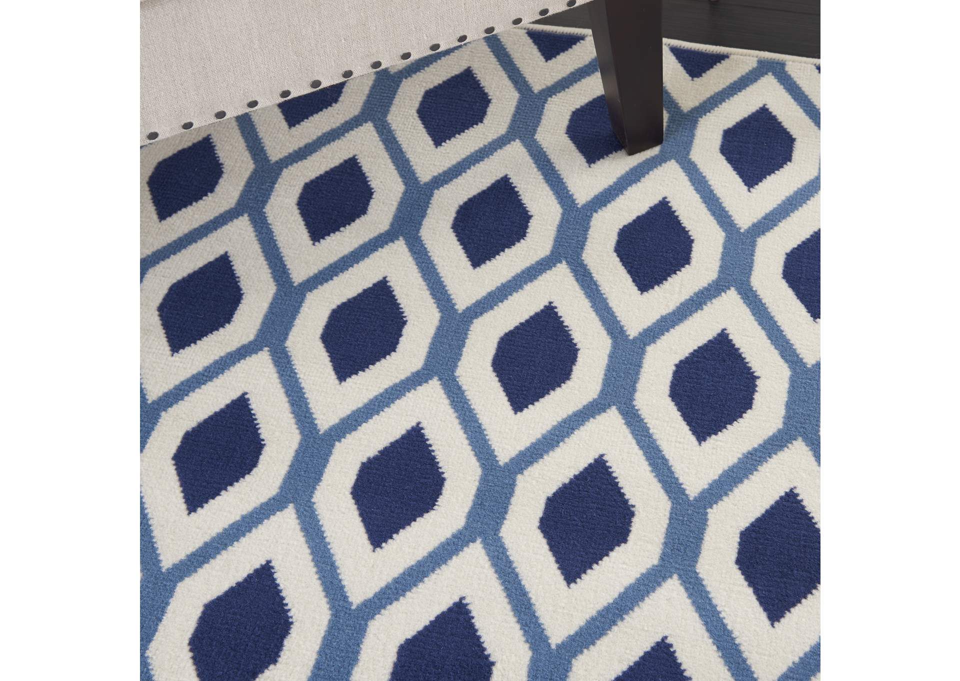 Nourison Grafix GRF22 Blue and White 8'x10' Large Rug,Nourison