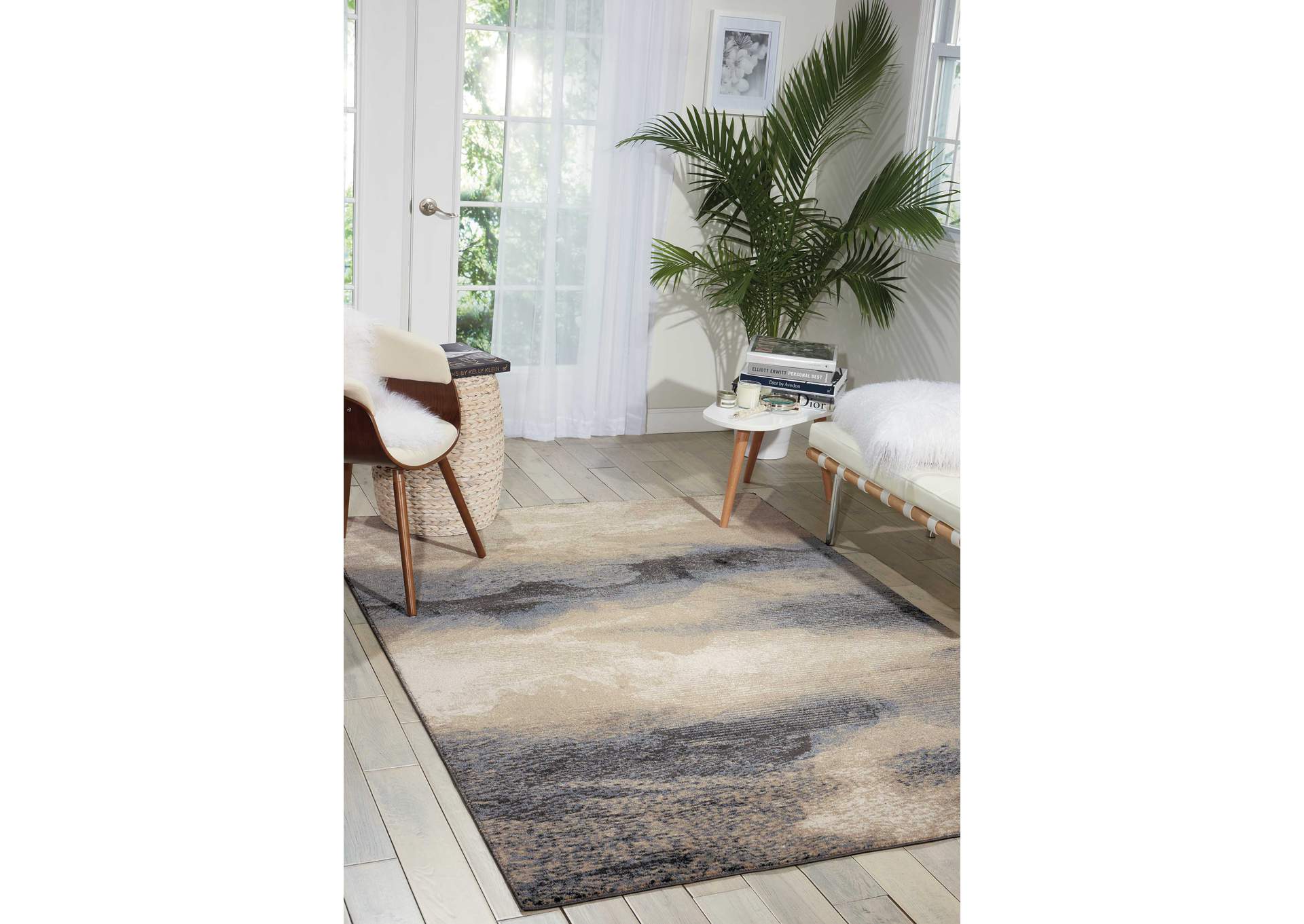 Nourison Maxell MAE06 Grey and Ivory 7'x10' Large Stormcloud Rug,Nourison