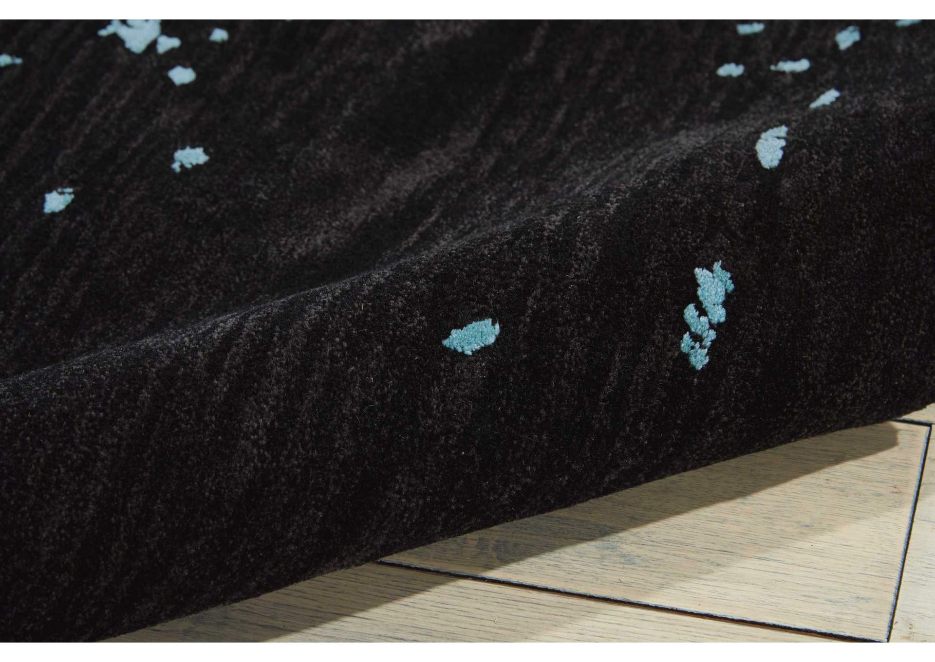 Nourison Opaline OPA06 Black and Blue 8' Runner Hallway Rug,Nourison