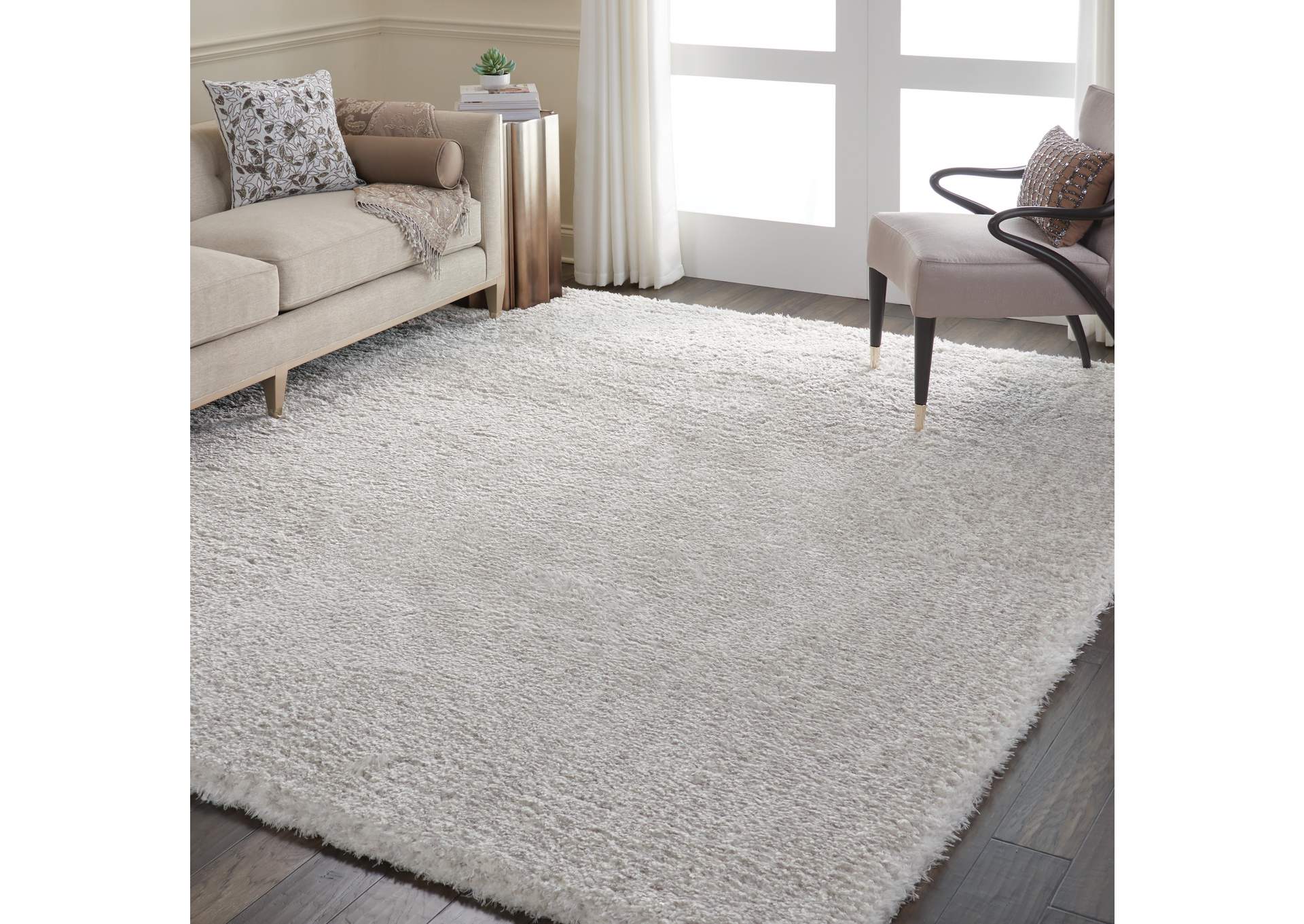 Nourison Luxe Shag LXS01 Grey 8'x10' Large Rug,Nourison