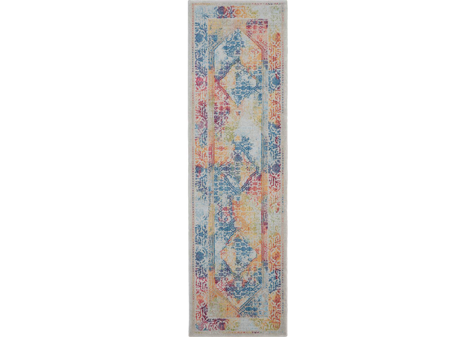 Nourison Ankara Global ANR04 Multicolor 6' Runner Low-pile Hallway Rug,Nourison