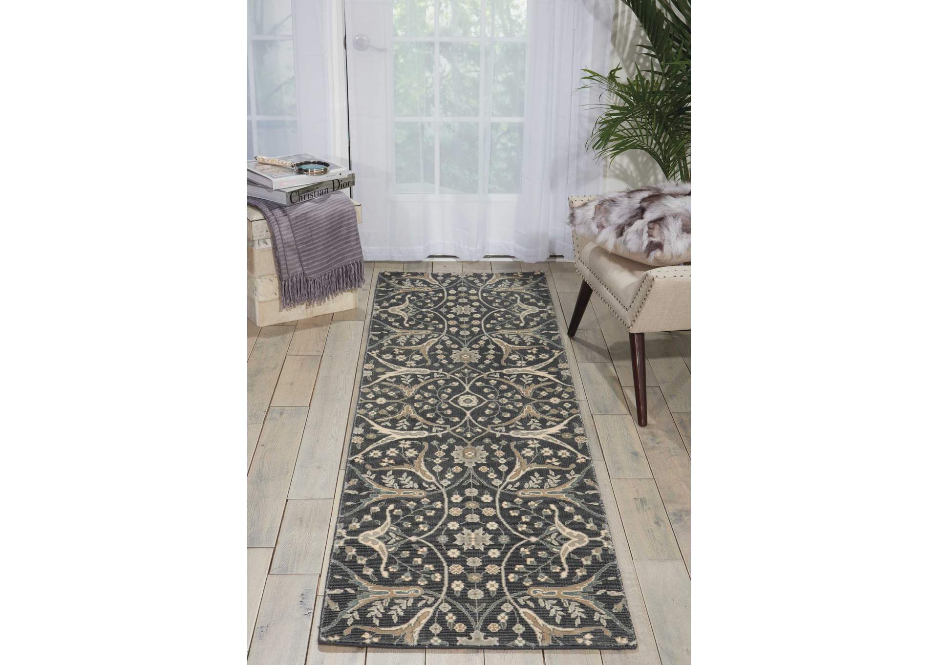 Nourison Luminance LUM08 Grey 8' Runner Hallway Rug,Nourison