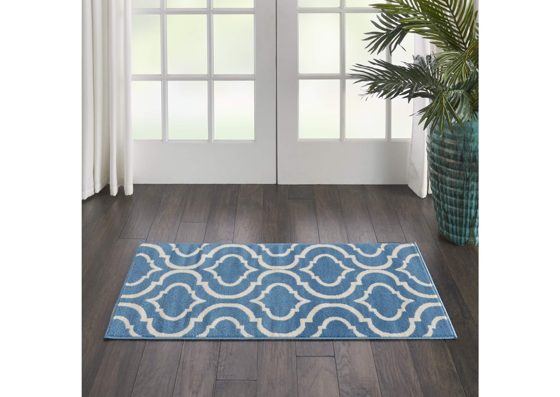 Nourison Jubilant 2' x 4' Small Blue Trellis Area Rug,Nourison