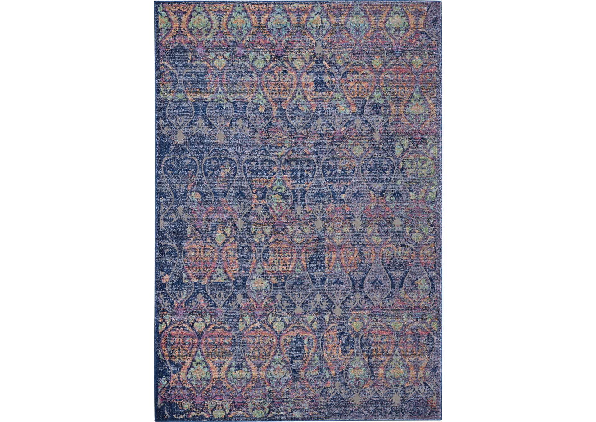Nourison Ankara Global ANR08 Navy Blue Multicolor 4'x6' Moroccan Area Rug,Nourison