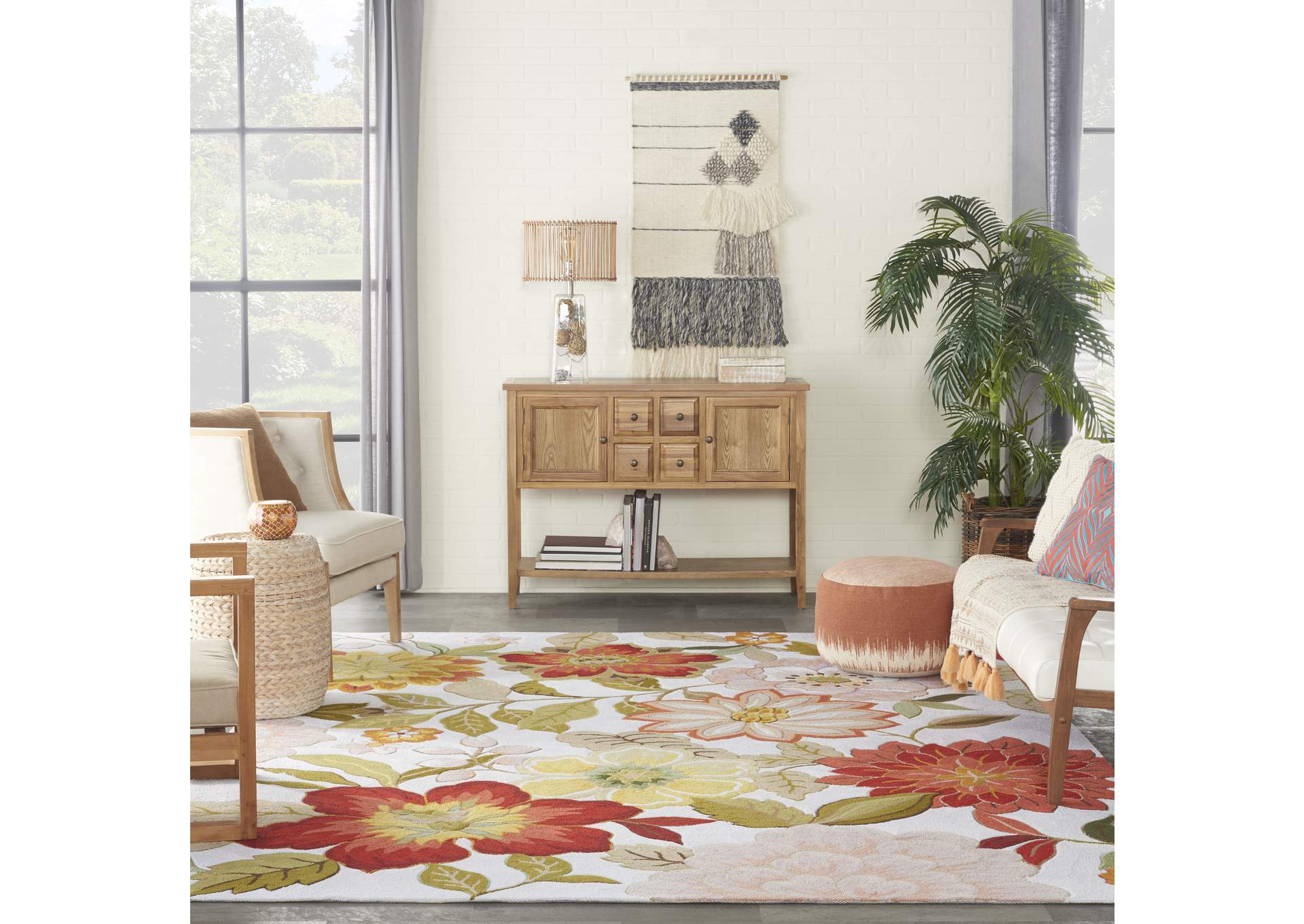 Nourison Fantasy FA18 White Multicolor 8'x11' Rug,Nourison